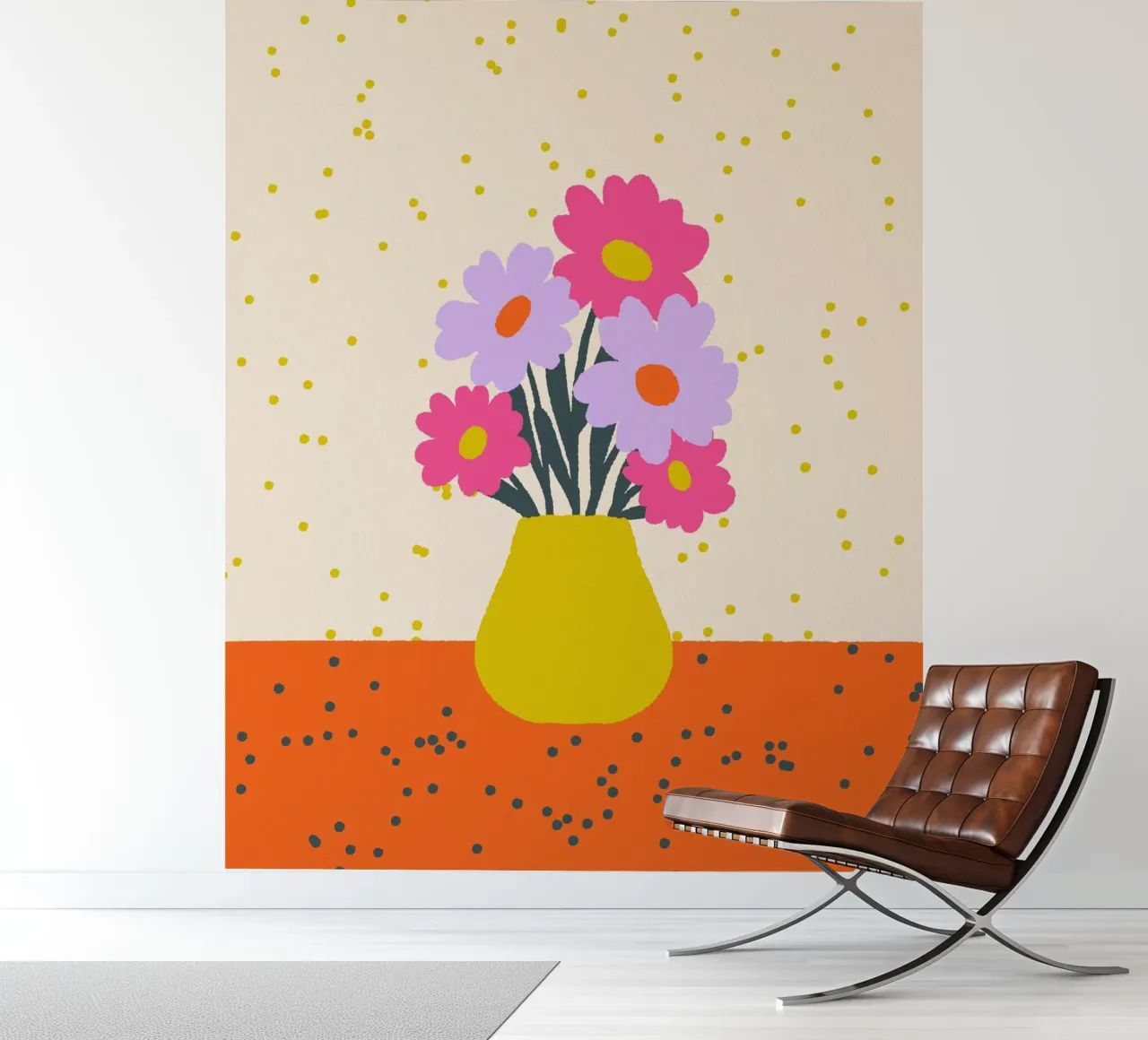 Fiori in vaso - arancio, giallo, lavanda, rosa carta da parati fotografica da Wackapacka