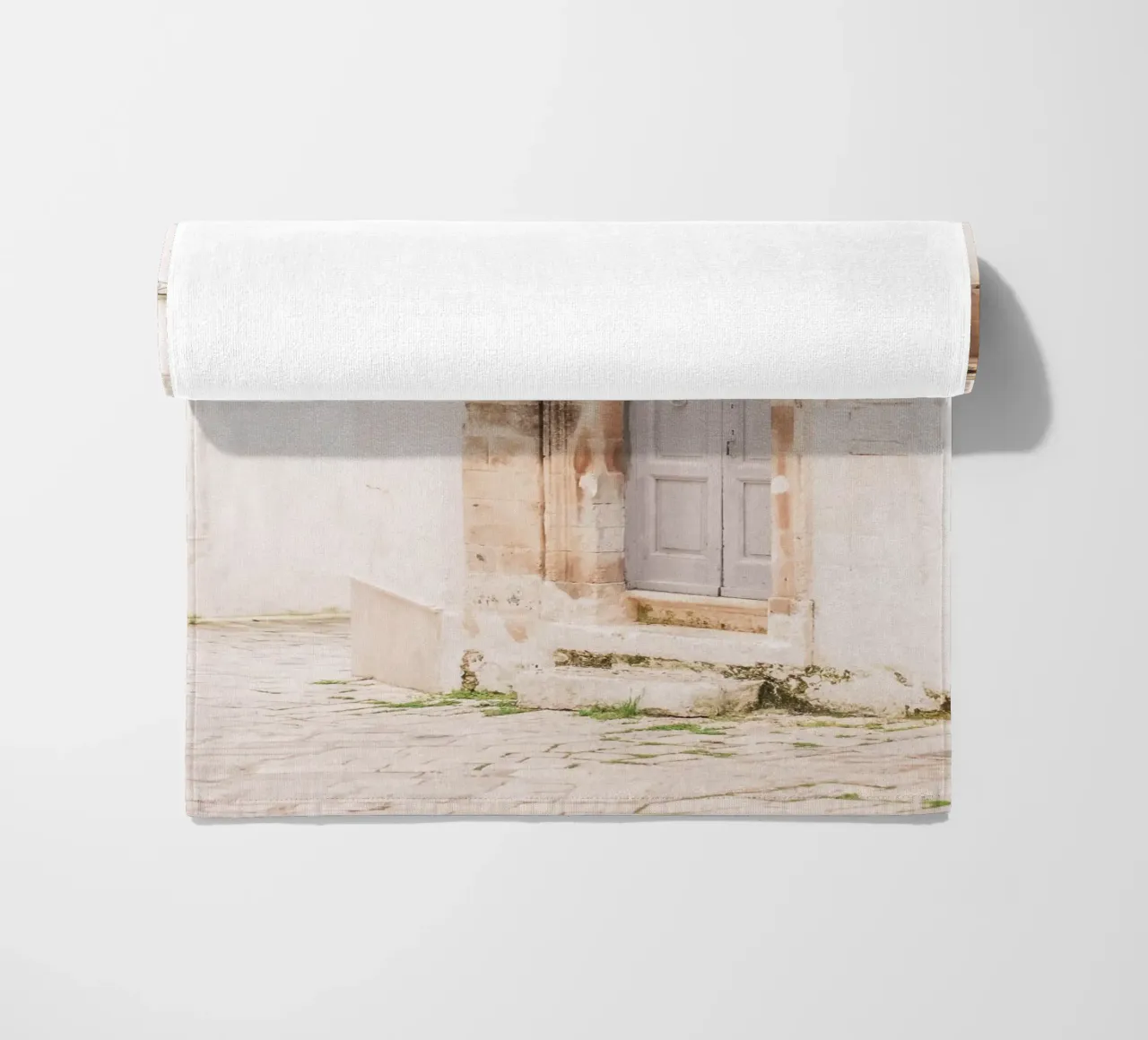 Puglia, Italy I Deserted street with Baroque architecture beach towel by Julie Travel Photography