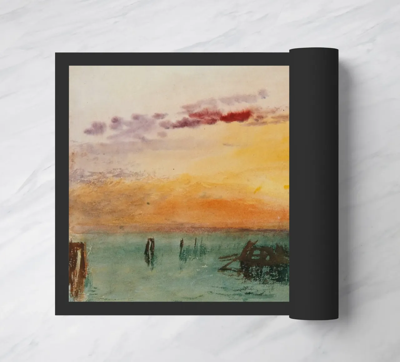 WilliamTurner - Venedig, Blick über das Haff bei Sonnenuntergang Fußmatte von ARTOTHEK