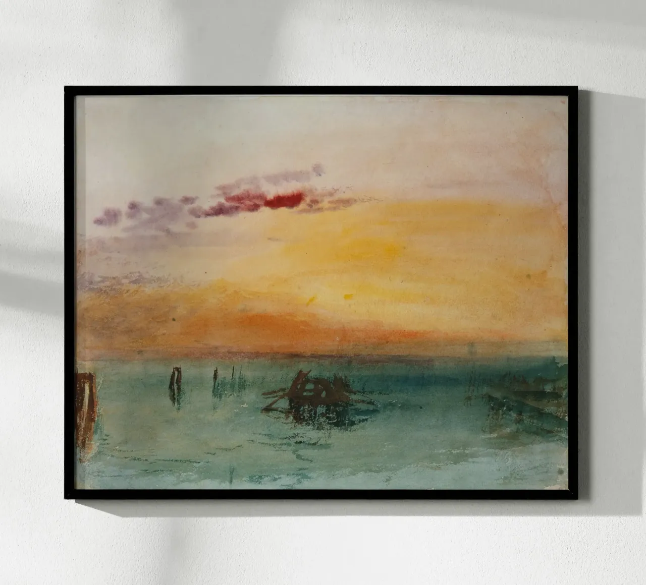 WilliamTurner - Venedig, mirando a través de la laguna al atardecer poster con marco de madera de ARTOTHEK