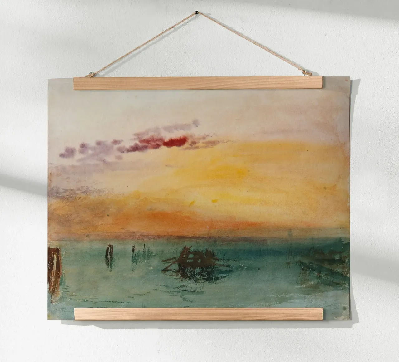 WilliamTurner - Venedig, mirando a través de la laguna al atardecer poster con marco de madera de ARTOTHEK
