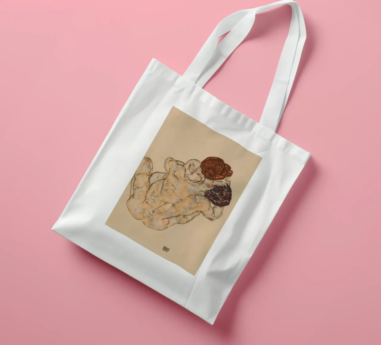 Egon Schiele - Abbraccio borsa in juta da ARTOTHEK