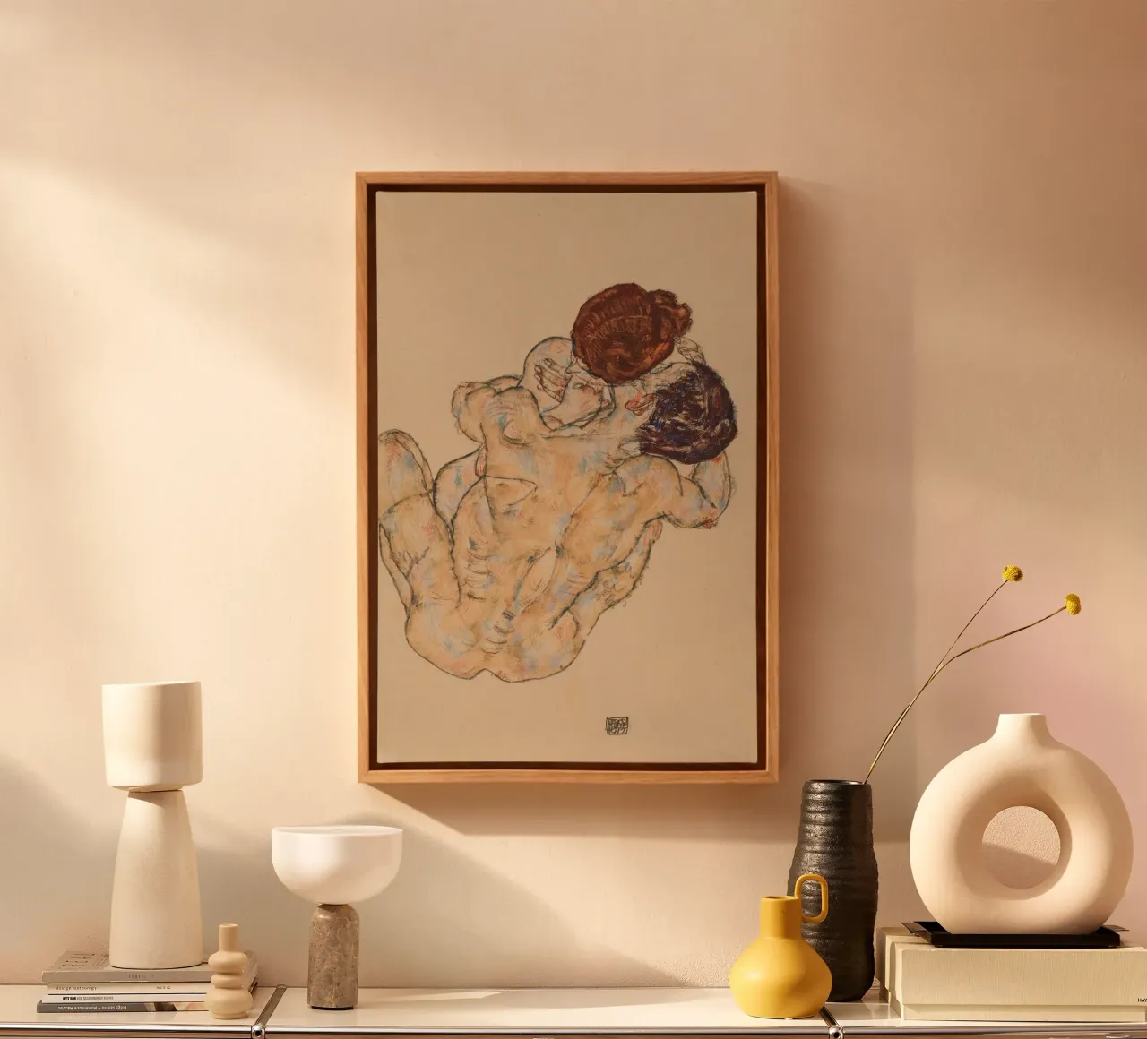 Egon Schiele - Abbraccio tela con Cornice a cassetta da ARTOTHEK