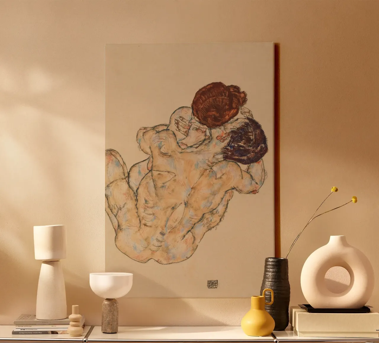 Egon Schiele - Abbraccio tela con Cornice a cassetta da ARTOTHEK