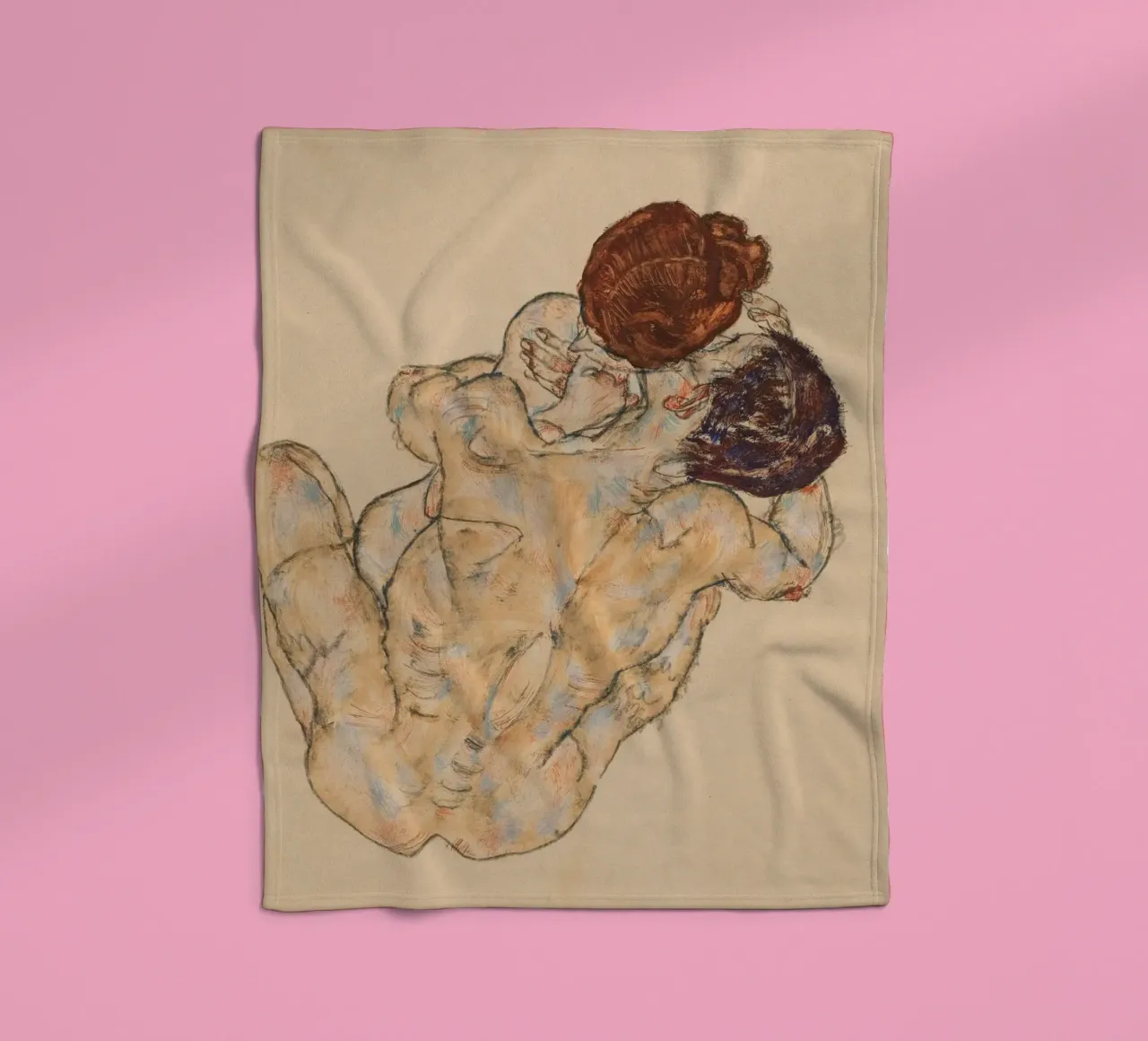 Egon Schiele - Abbraccio coperta in pile da ARTOTHEK