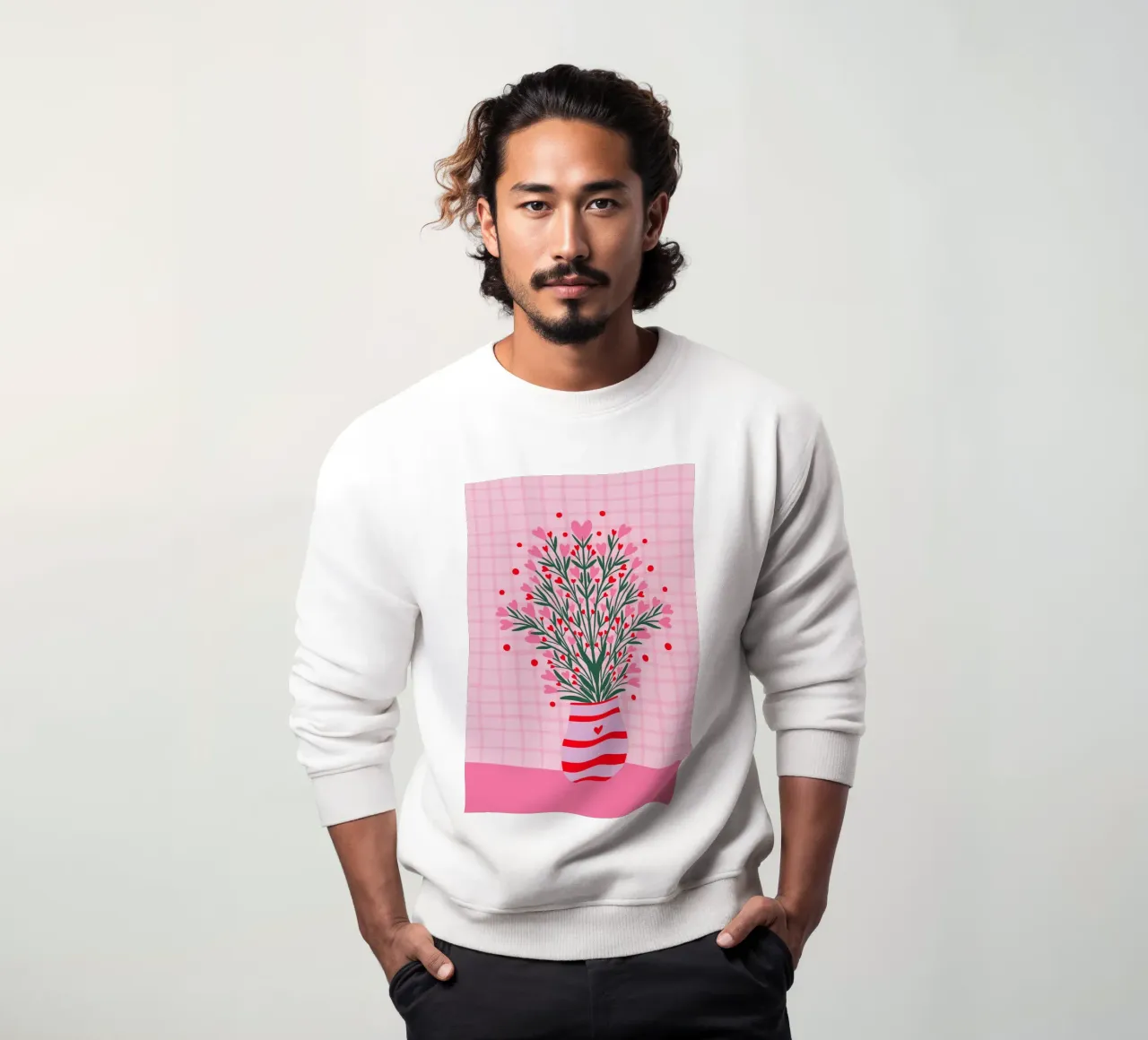 Fiori a cuore in un vaso felpa da Wackapacka