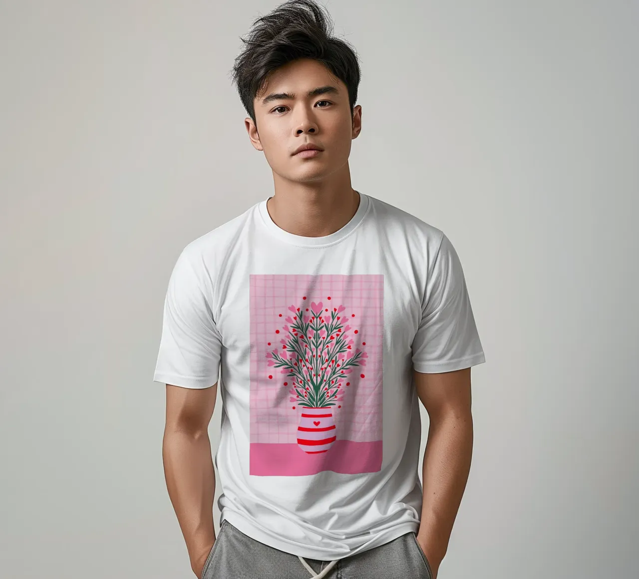 Fiori a cuore in un vaso t-shirt da Wackapacka