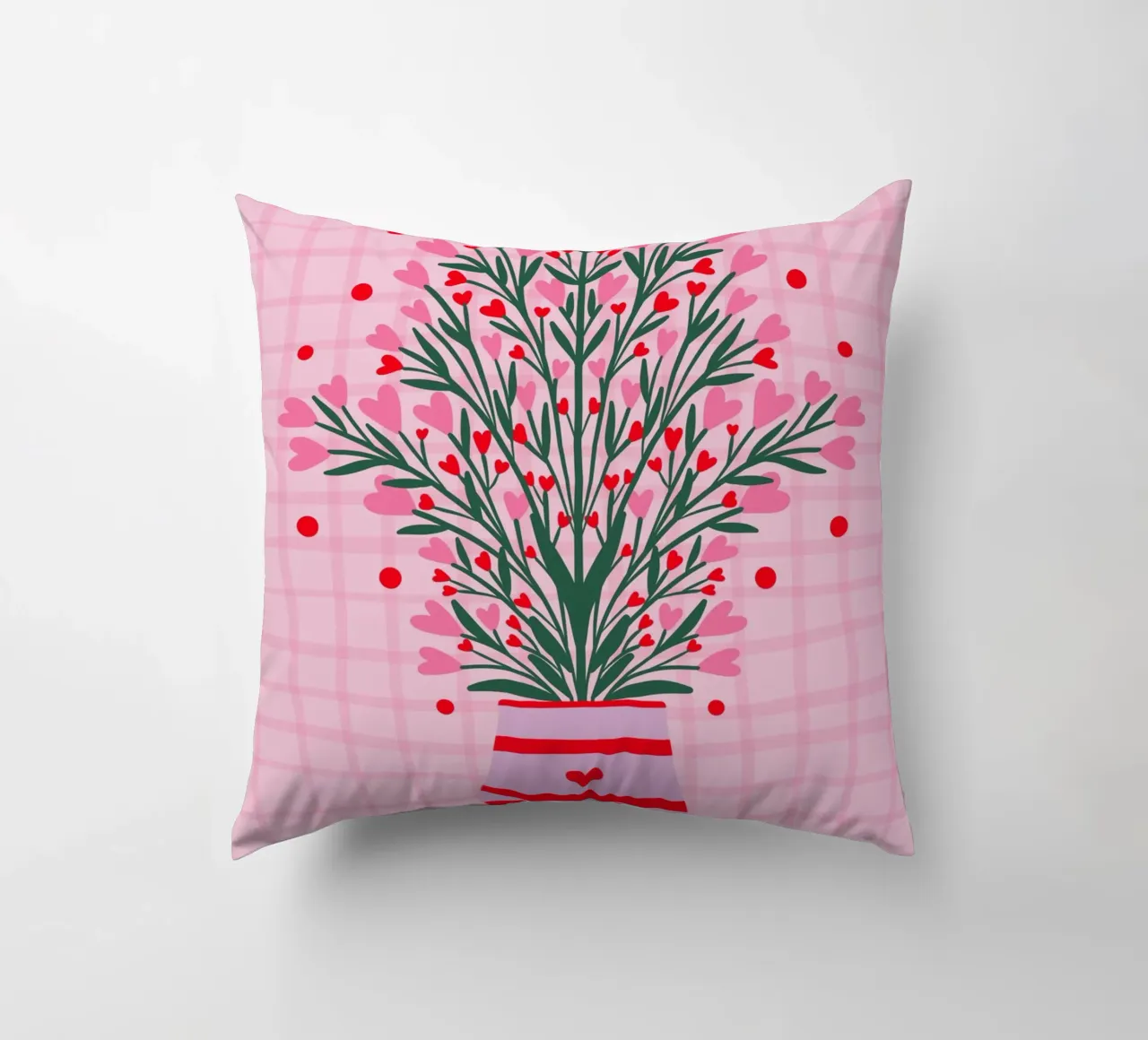 Fiori a cuore in un vaso cuscino da Wackapacka