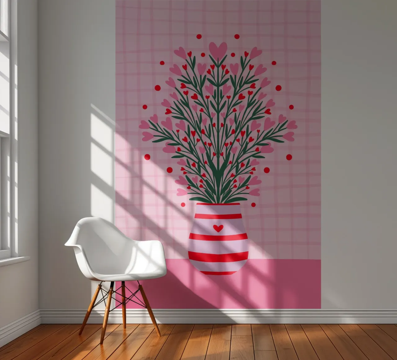 Heart flowers in a vase photo wallpaper by Wackapacka