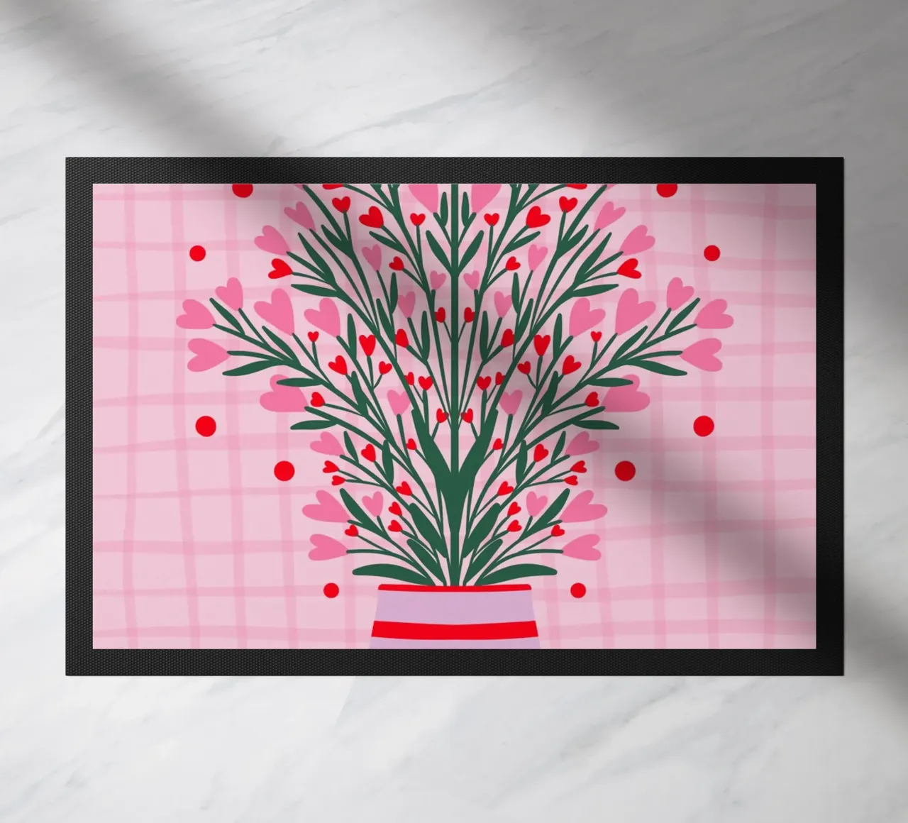 Fiori a cuore in un vaso zerbino da Wackapacka
