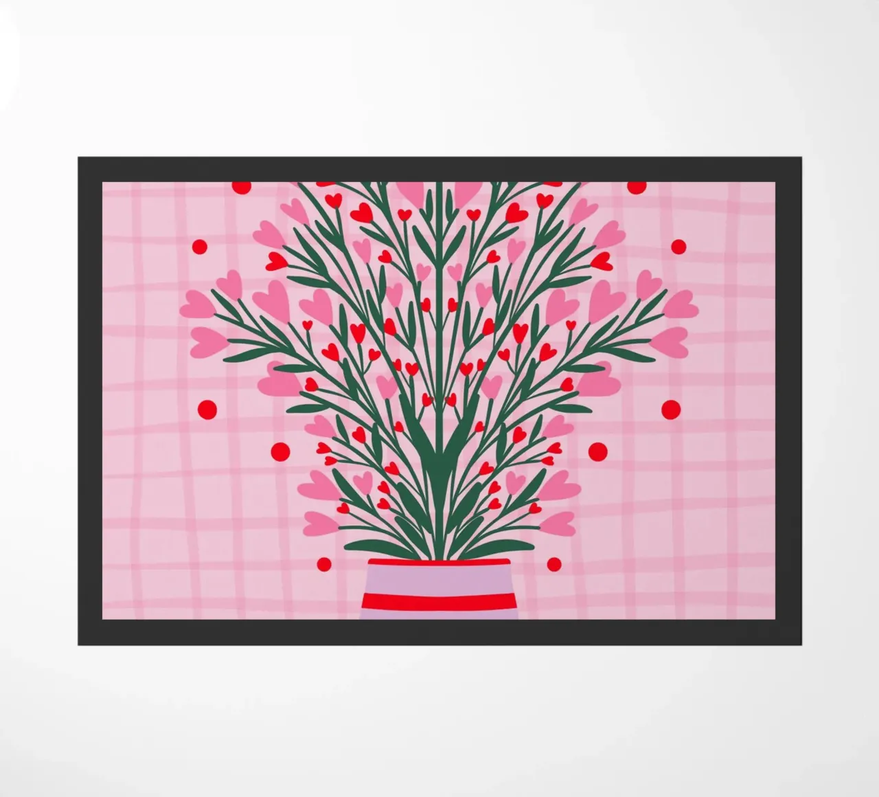 Fiori a cuore in un vaso zerbino da Wackapacka