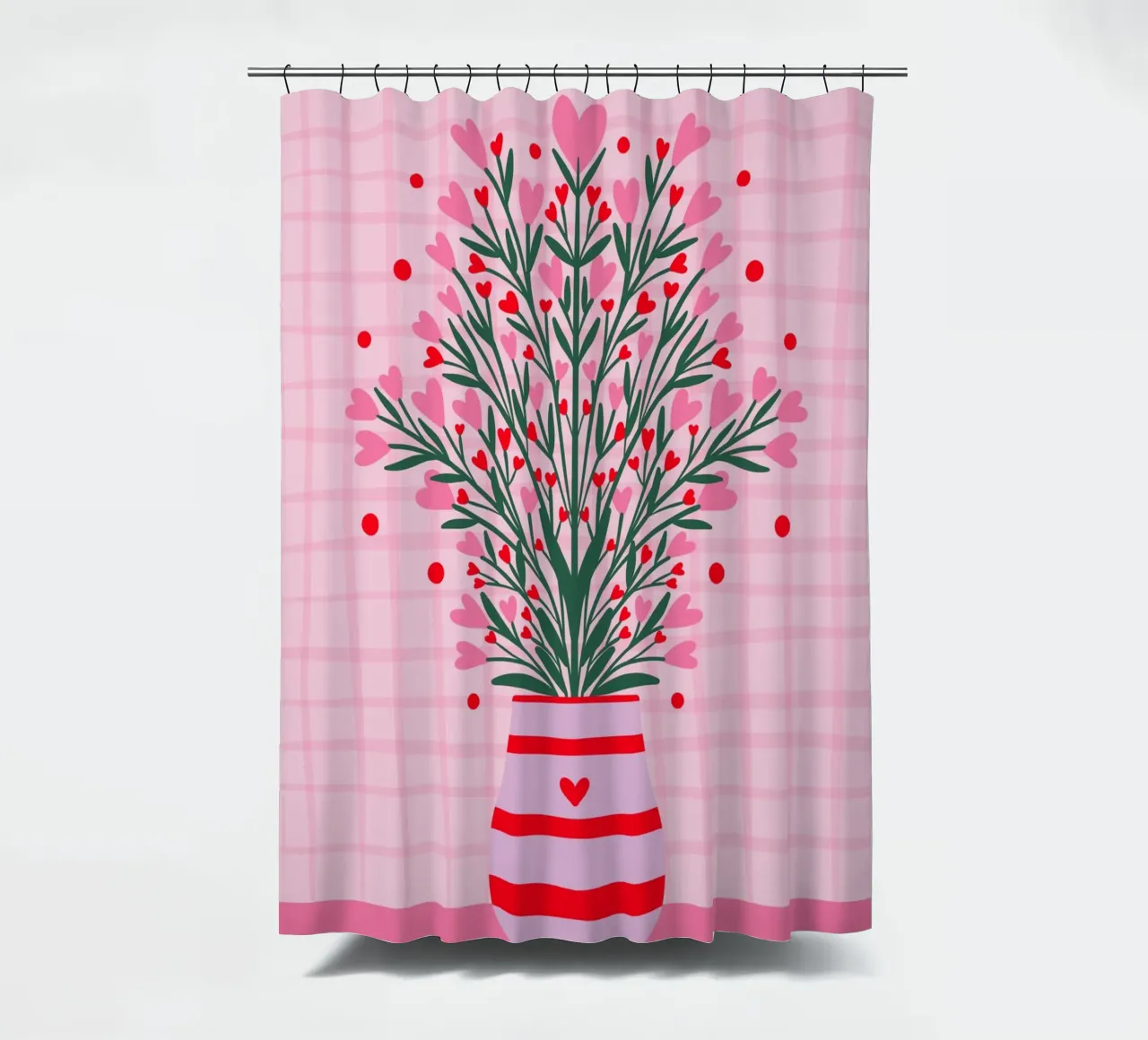 Fiori a cuore in un vaso tenda da doccia da Wackapacka