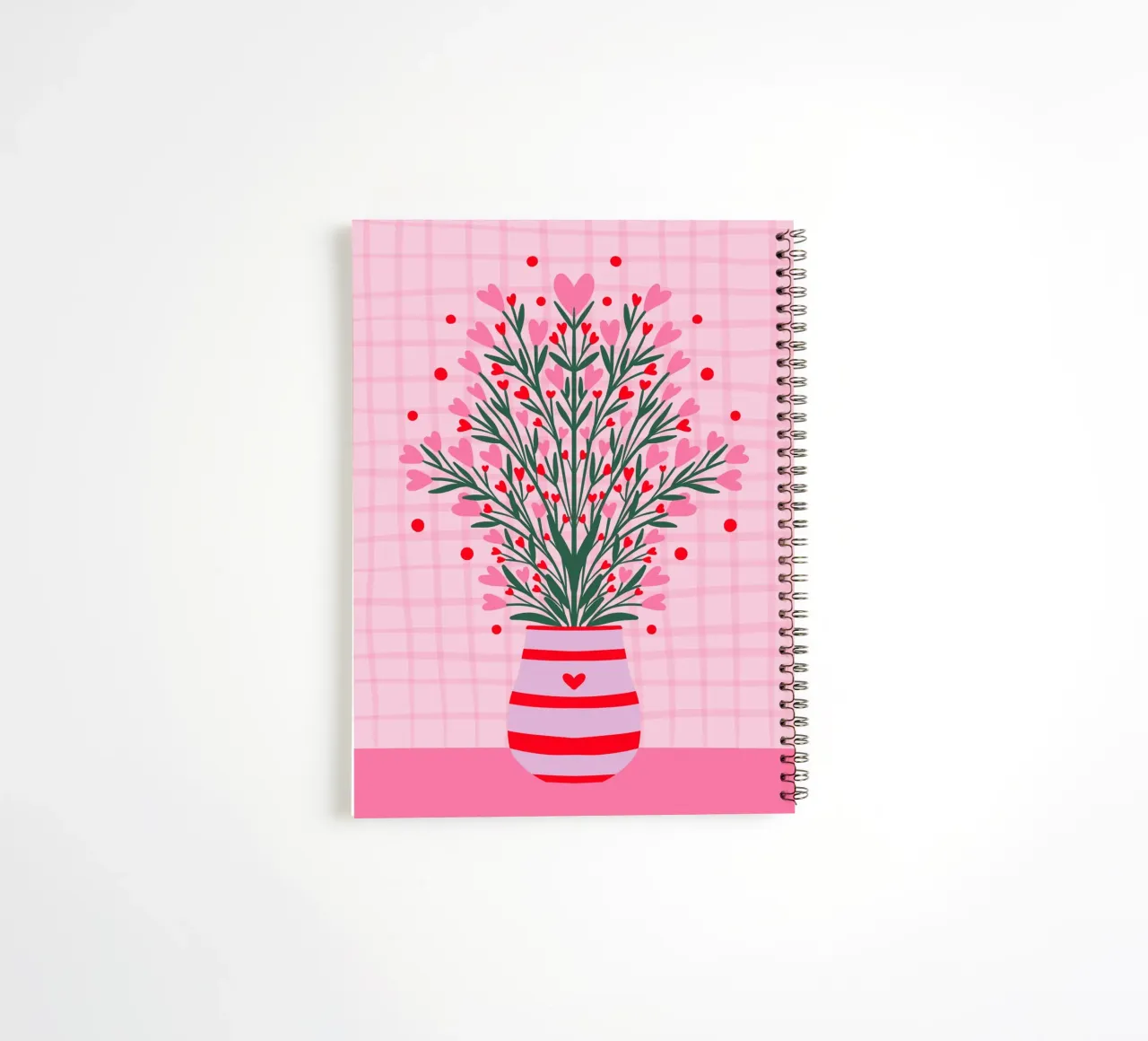 Fleurs en forme de cœur dans un vase carnet à spirale de Wackapacka