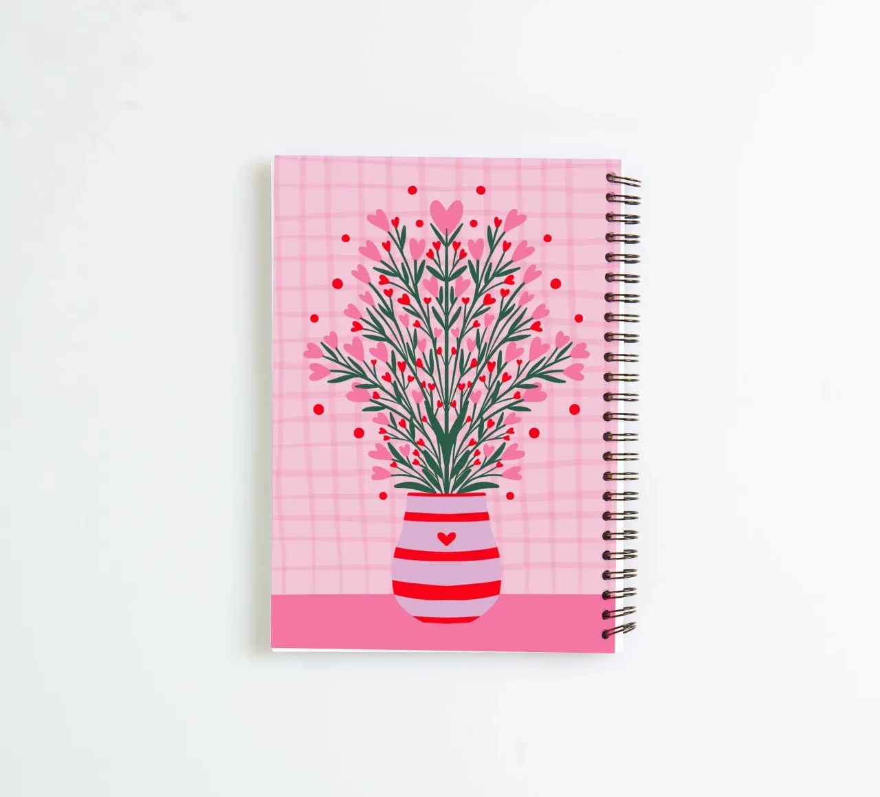 Fleurs en forme de cœur dans un vase carnet à spirale de Wackapacka