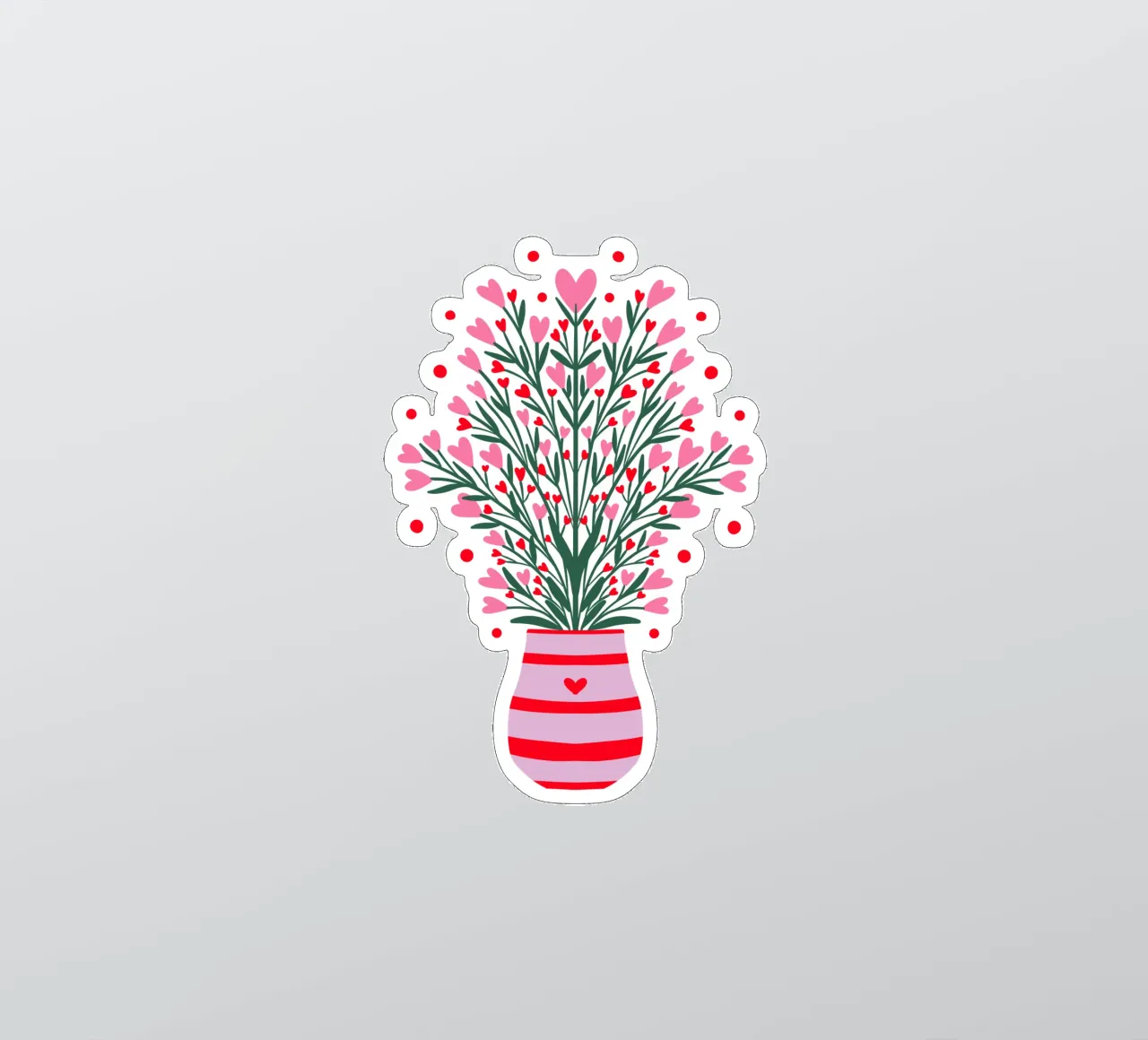 Fiori a cuore in un vaso adesivo da Wackapacka