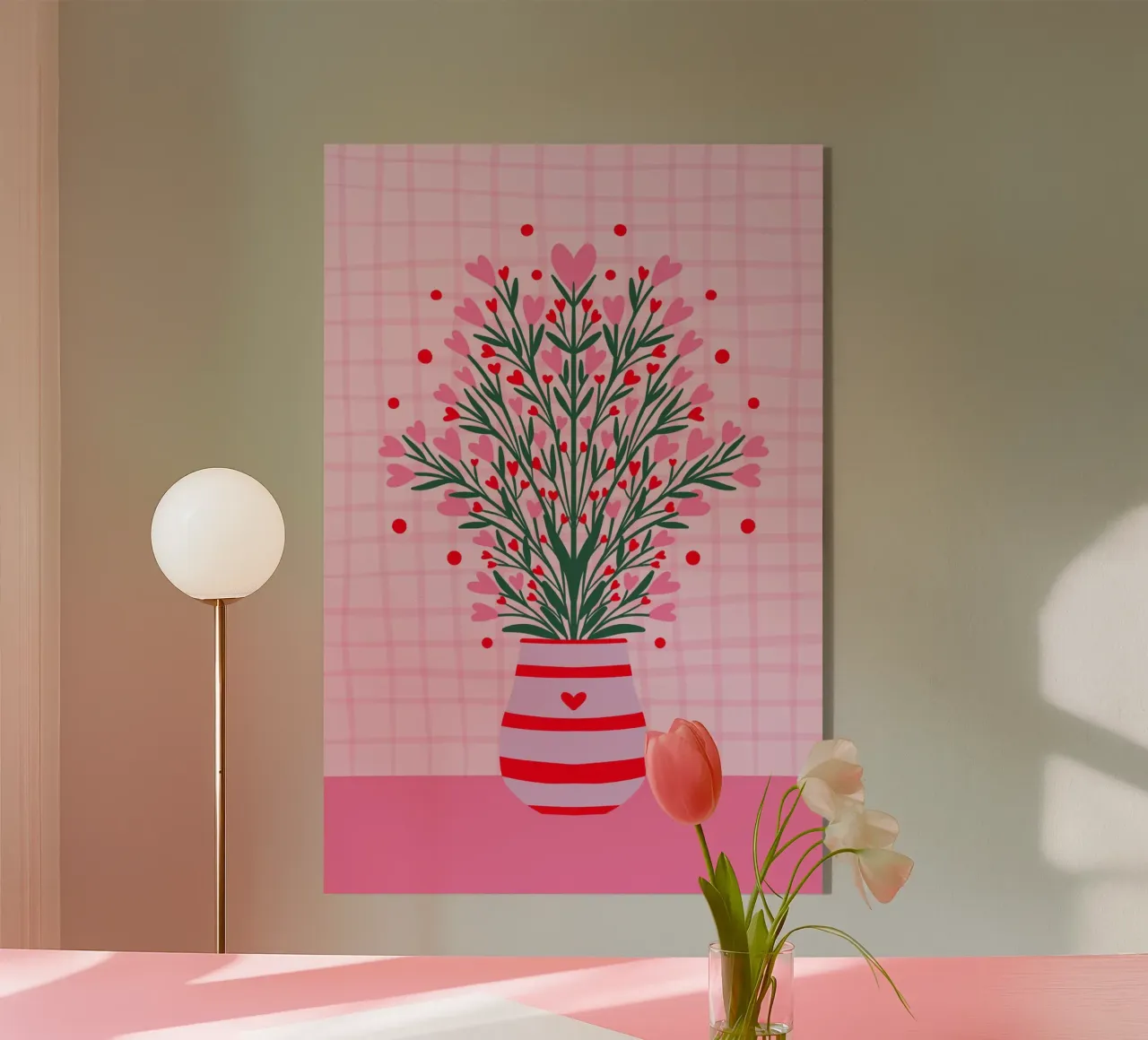 Fiori a cuore in un vaso plexiglass da Wackapacka
