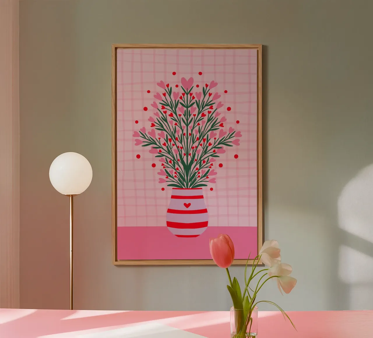 Fiori a cuore in un vaso alluminio dibond da Wackapacka