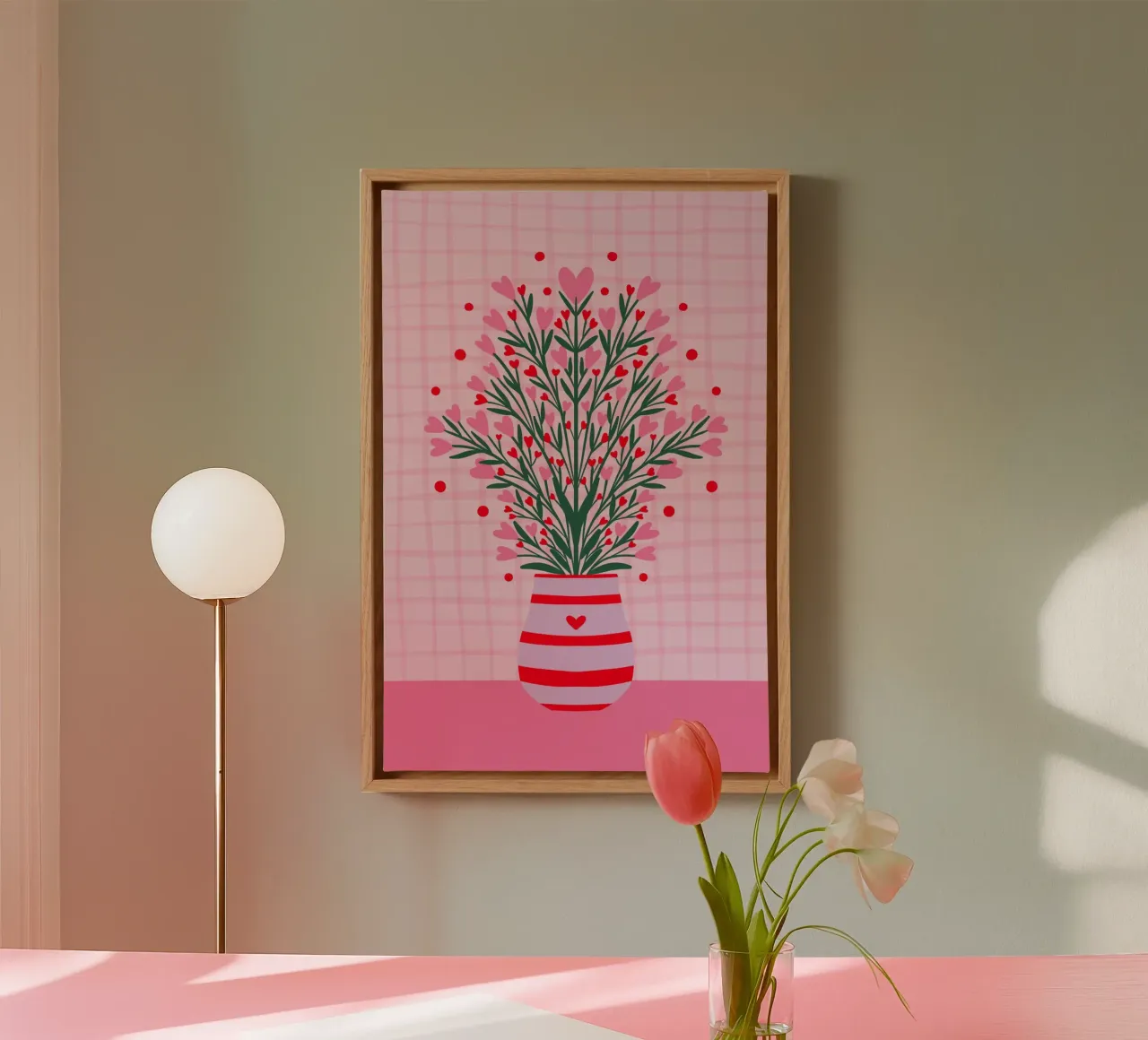 Fiori a cuore in un vaso tela da Wackapacka