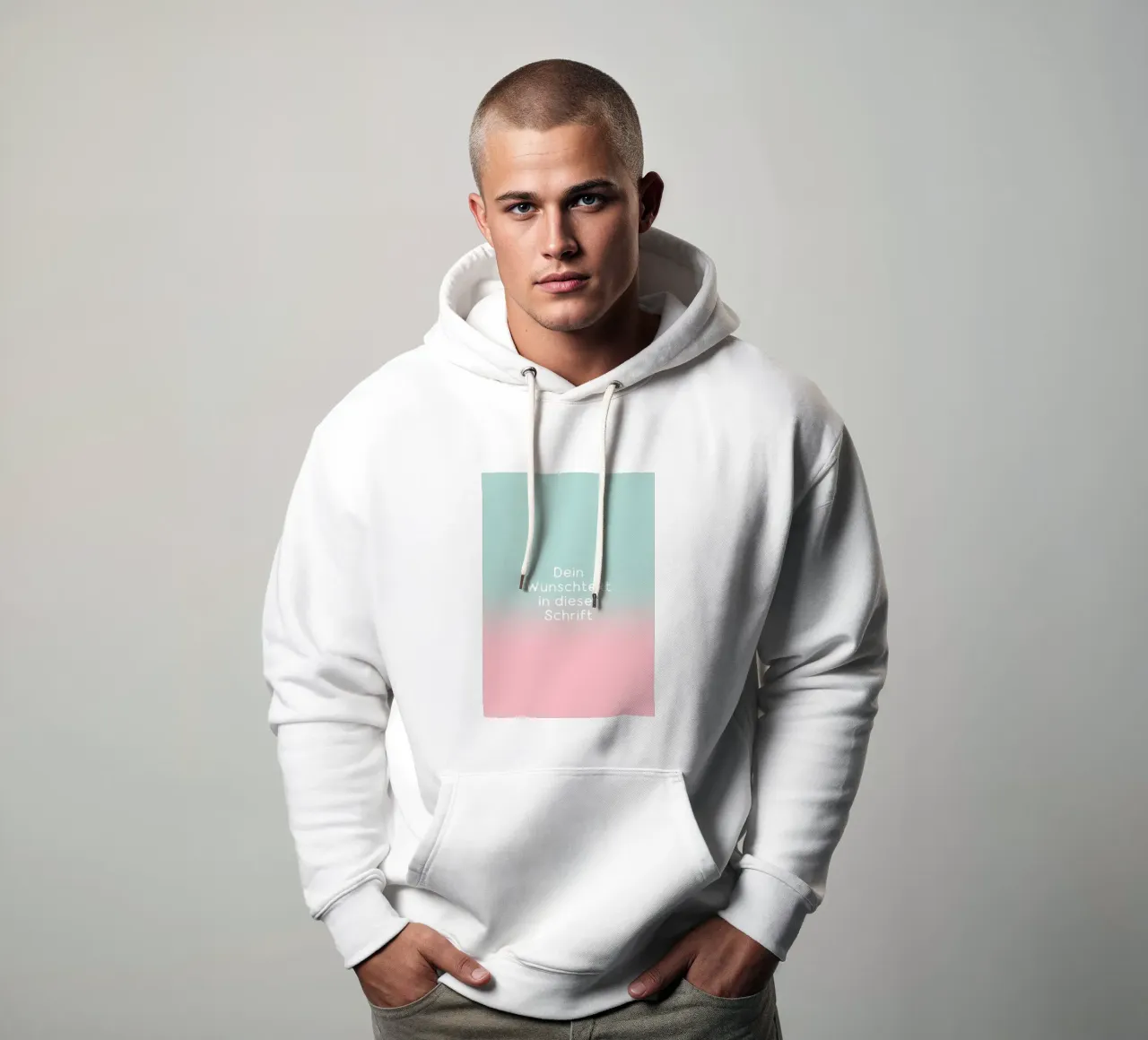 Wunschtext Gradient Türkis Rosa Pastell felpa con cappuccio da BAINAI