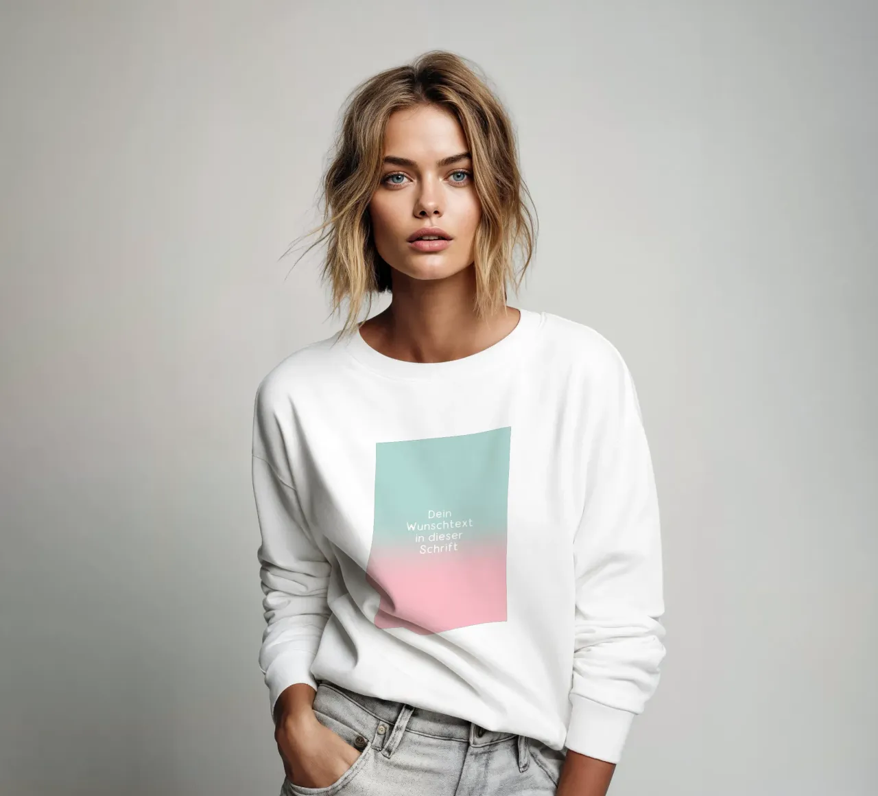 Wunschtext Gradient Türkis Rosa Pastell felpa da BAINAI