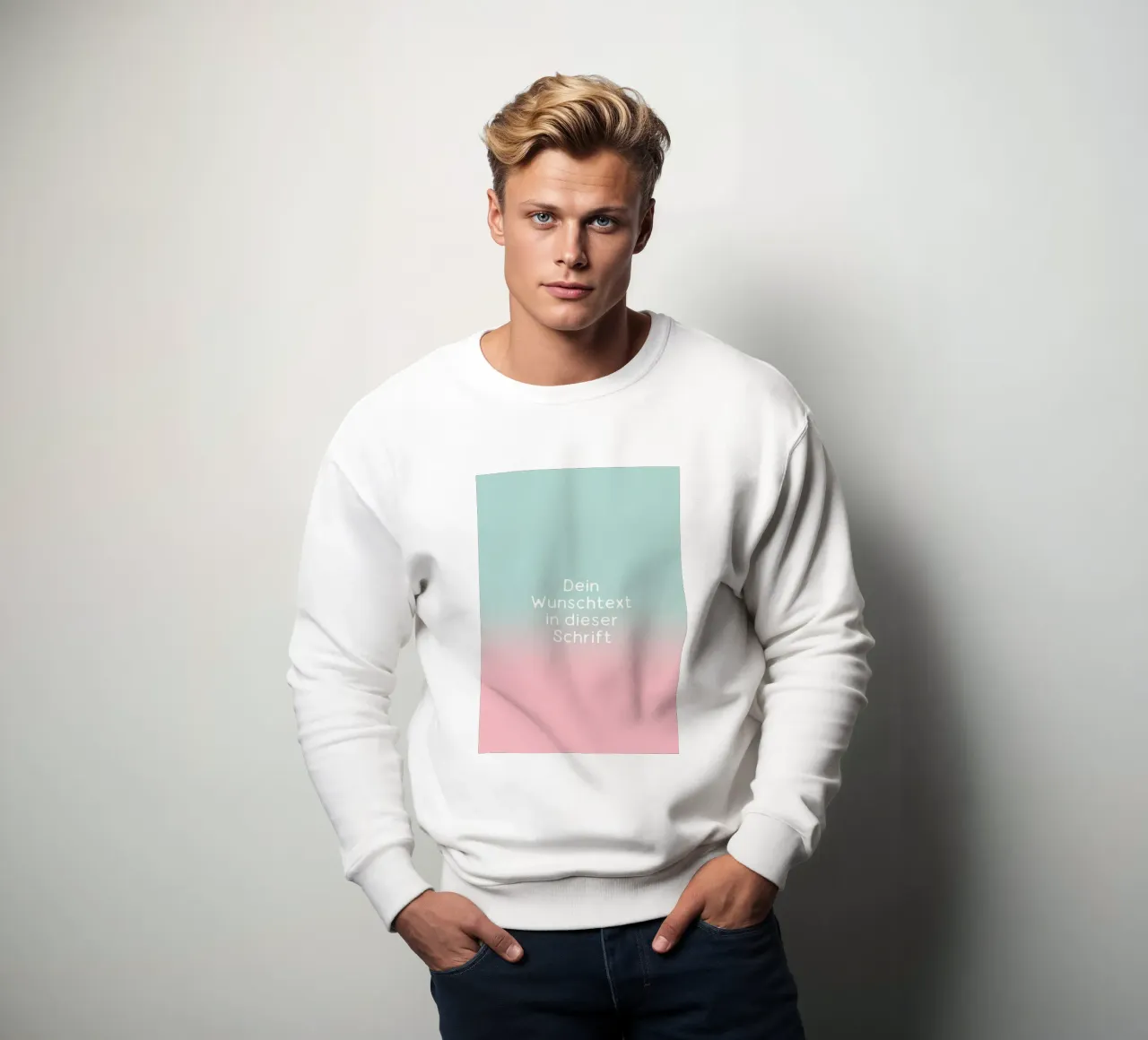 Wunschtext Gradient Türkis Rosa Pastell felpa da BAINAI