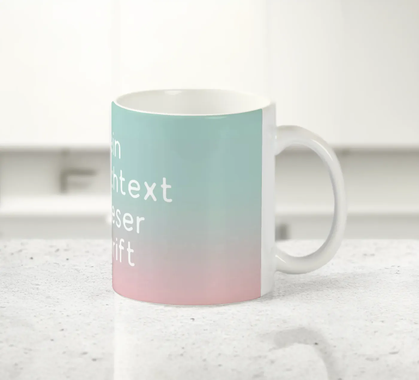 Wunschtext Gradient Türkis Rosa Pastell keramische mok van BAINAI