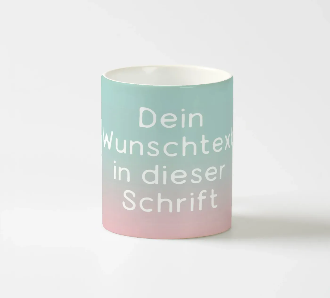 Wunschtext Gradient Türkis Rosa Pastell keramische mok van BAINAI