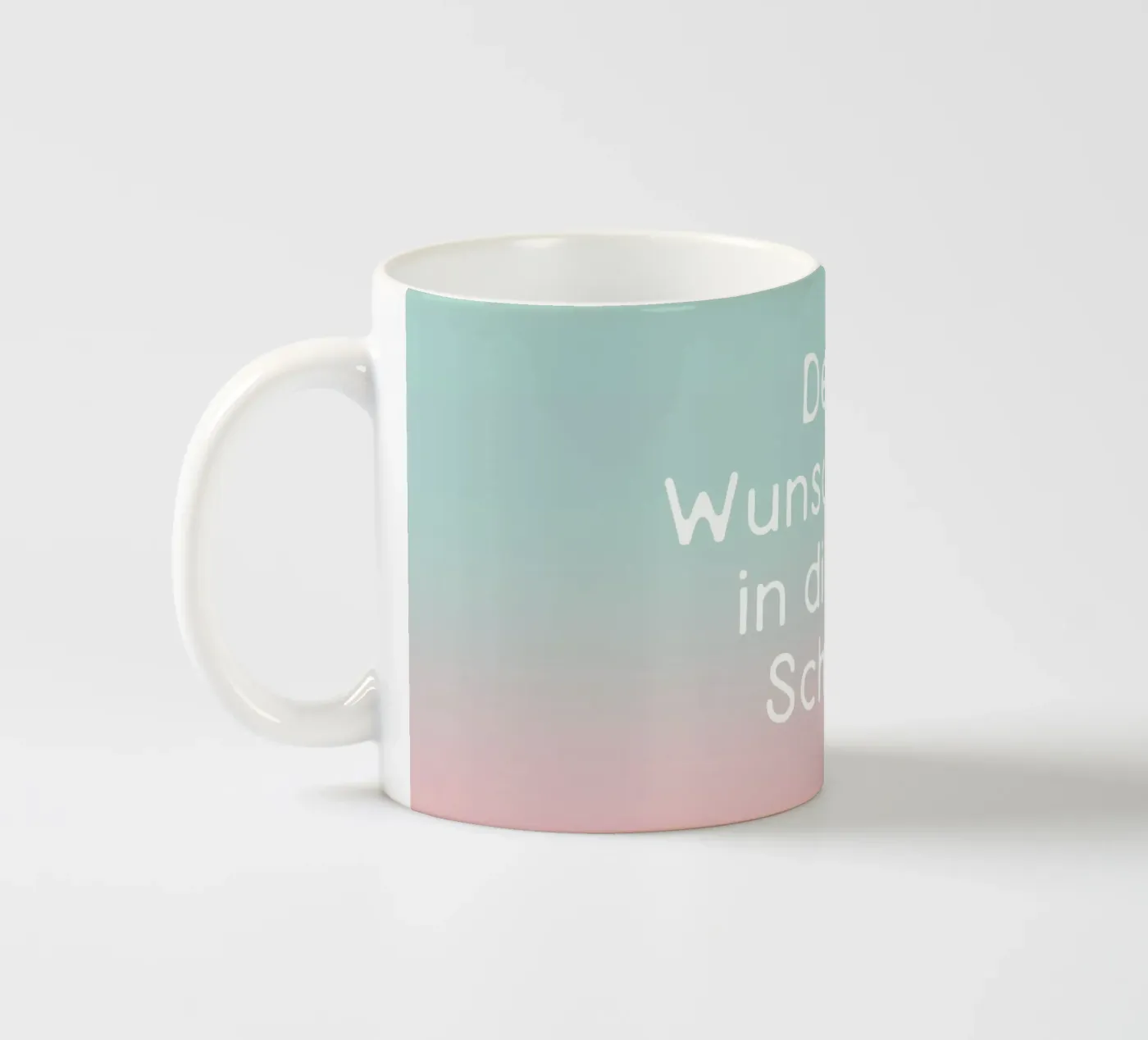 Wunschtext Gradient Türkis Rosa Pastell keramische mok van BAINAI