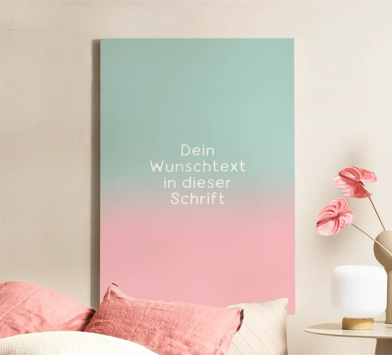 Wunschtext Gradient Türkis Rosa Pastell tela con Cornice a cassetta da BAINAI