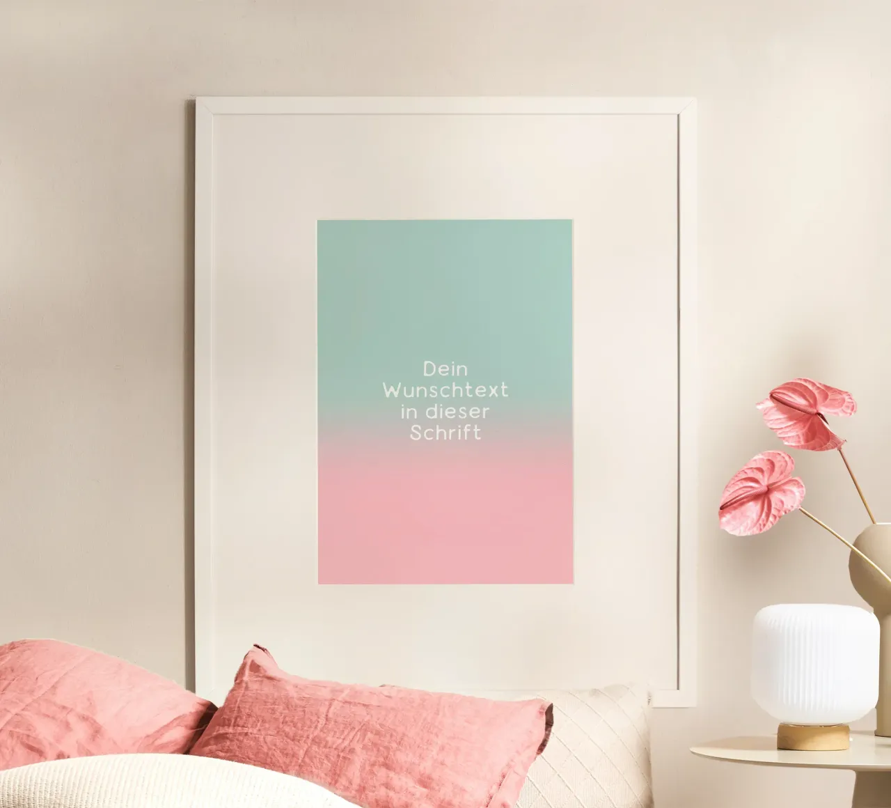 Wunschtext Gradient Türkis Rosa Pastell poster da BAINAI
