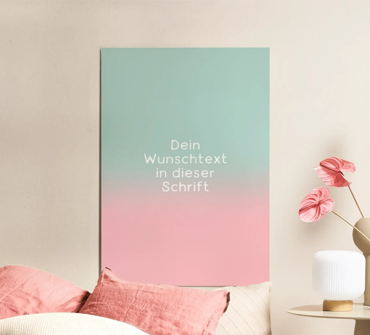 Wunschtext Gradient Türkis Rosa Pastell poster da BAINAI
