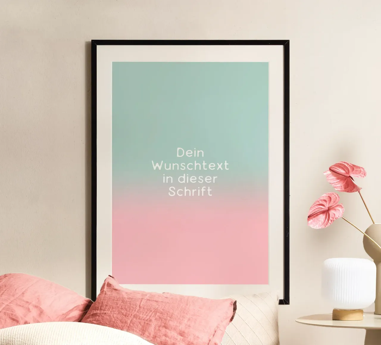 Wunschtext Gradient Türkis Rosa Pastell poster da BAINAI