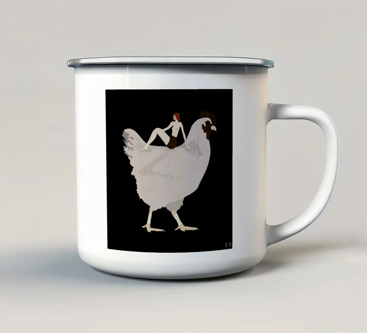 Chicken tazza in smalto da Amalia Restrepo