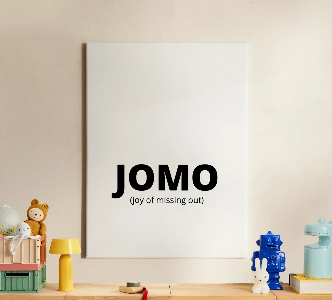JOMO (joy of missing out) Leinwand mit Schattenfugenrahmen von Magnific