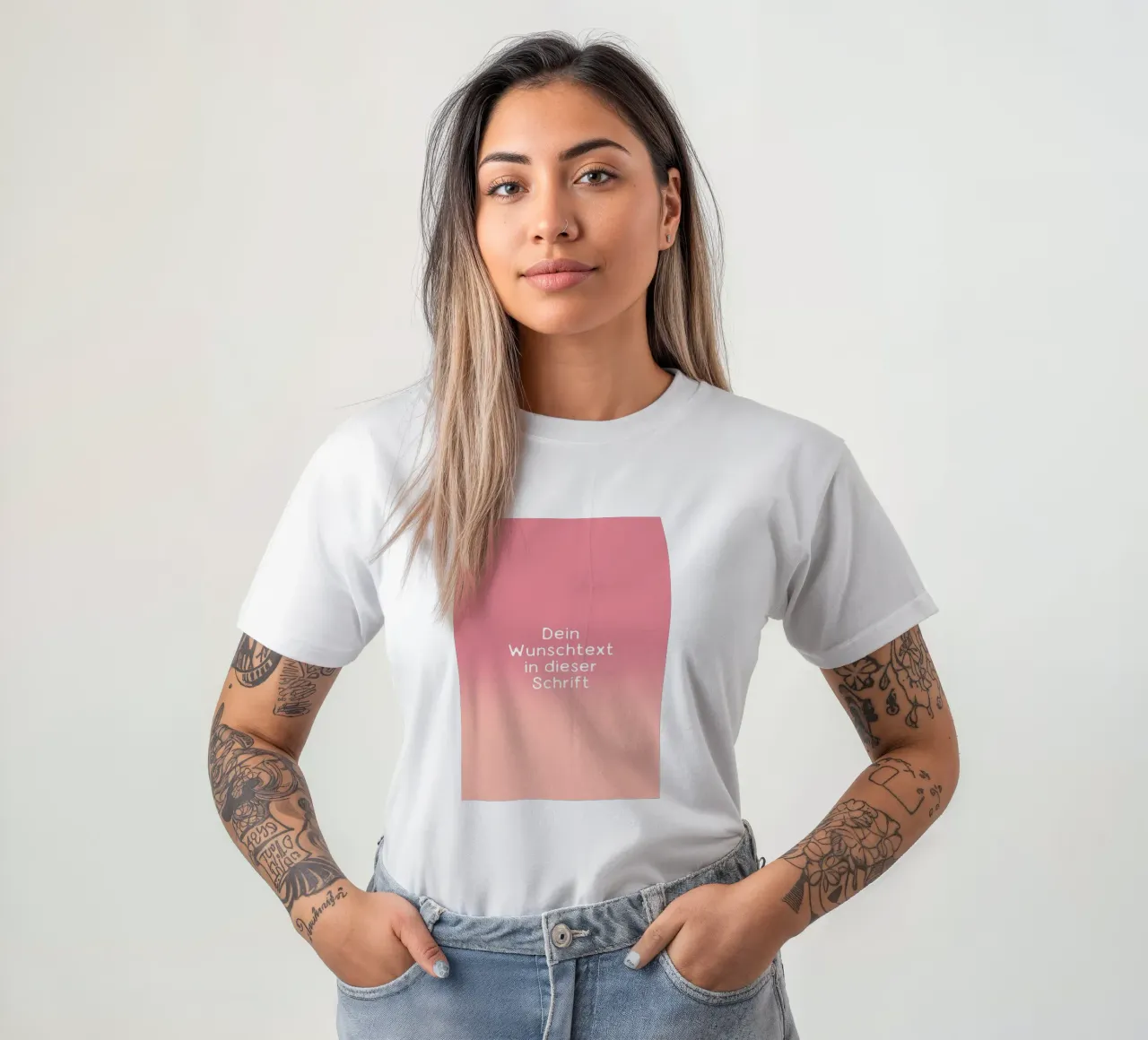 Wunschtext Gradient Rot Rosa Pastell t-shirt da BAINAI