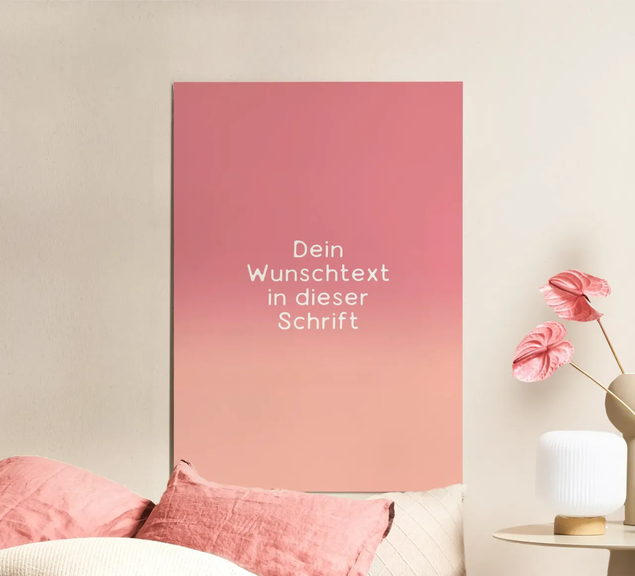 Wunschtext Gradient Rot Rosa Pastell poster con telaio in alluminio da BAINAI