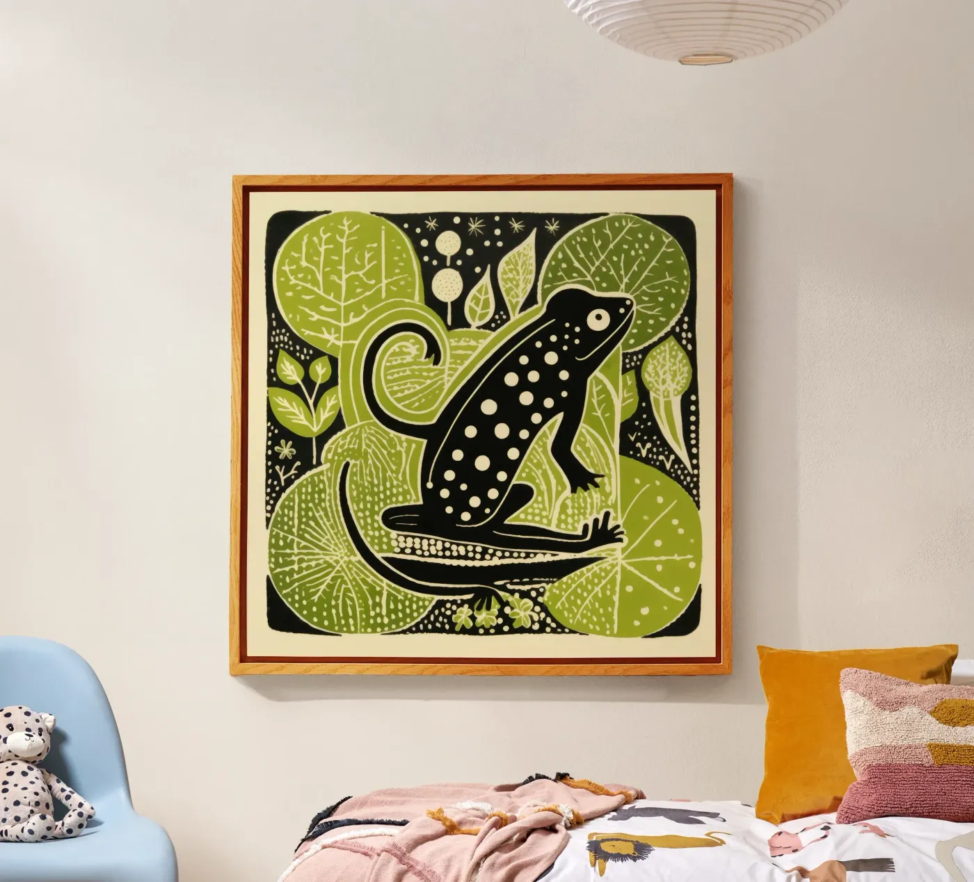 Green Newt acryl van Minimal Animal Art