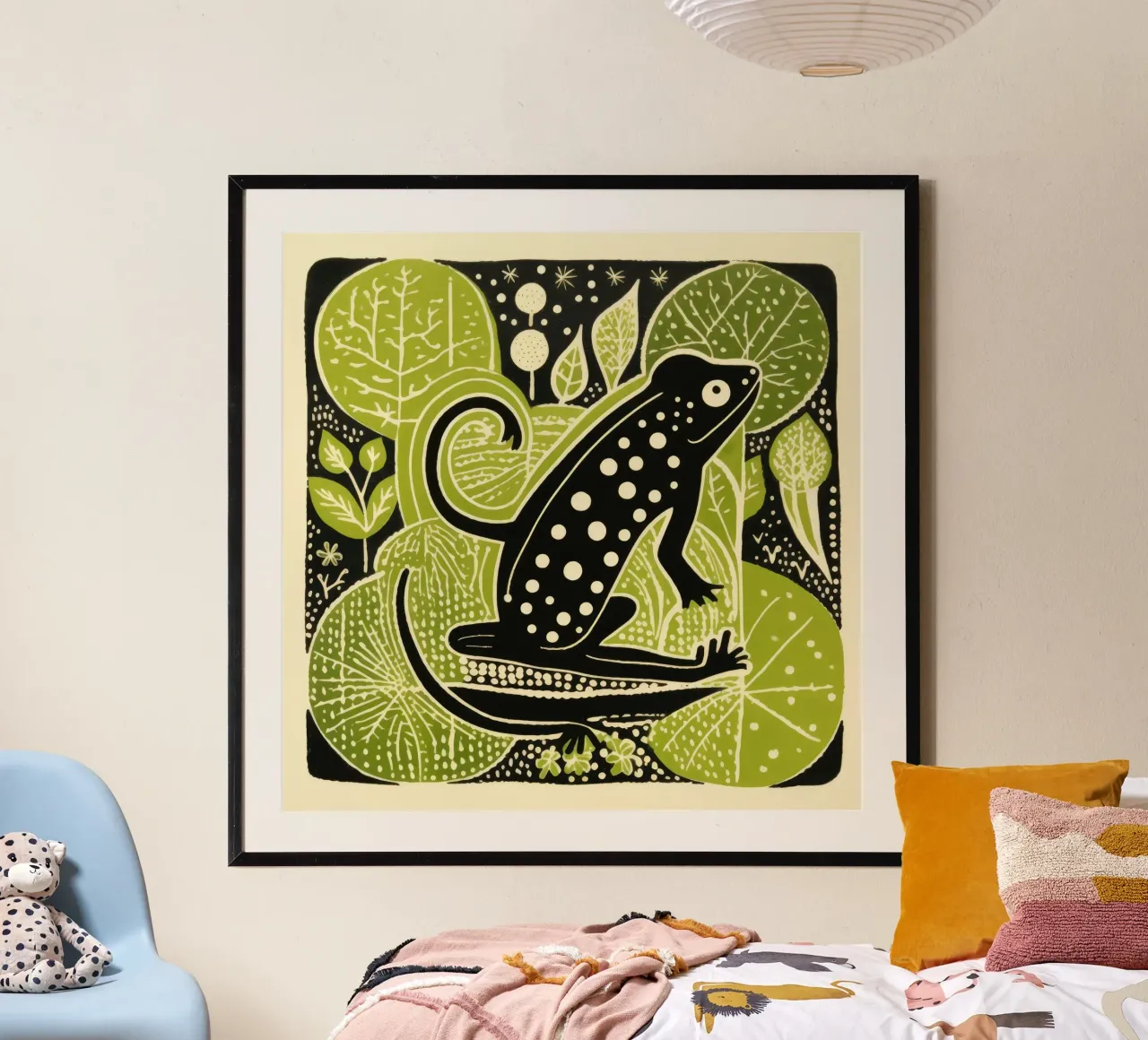 Tritone verde 1 poster con telaio in plastica da Minimal Animal Art