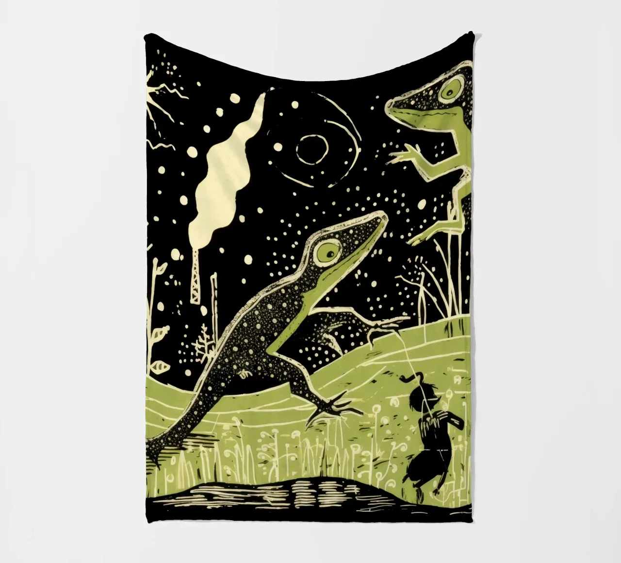 Green Newt 2 fleece blanket by Minimal Animal Art