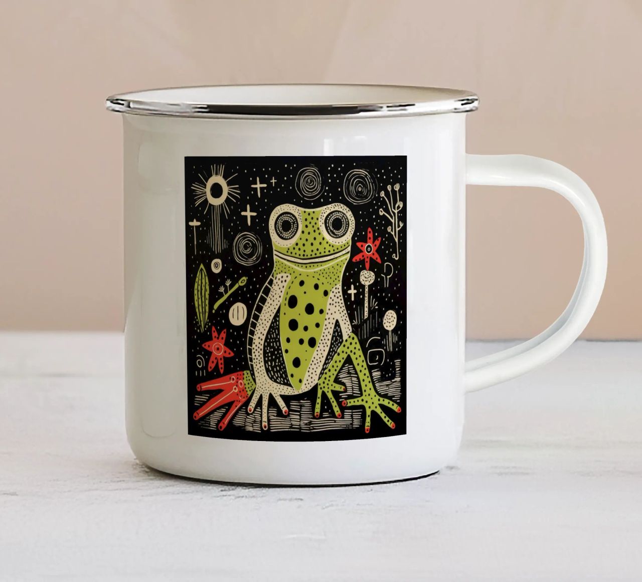 Tritone verde 3 tazza in smalto da Minimal Animal Art