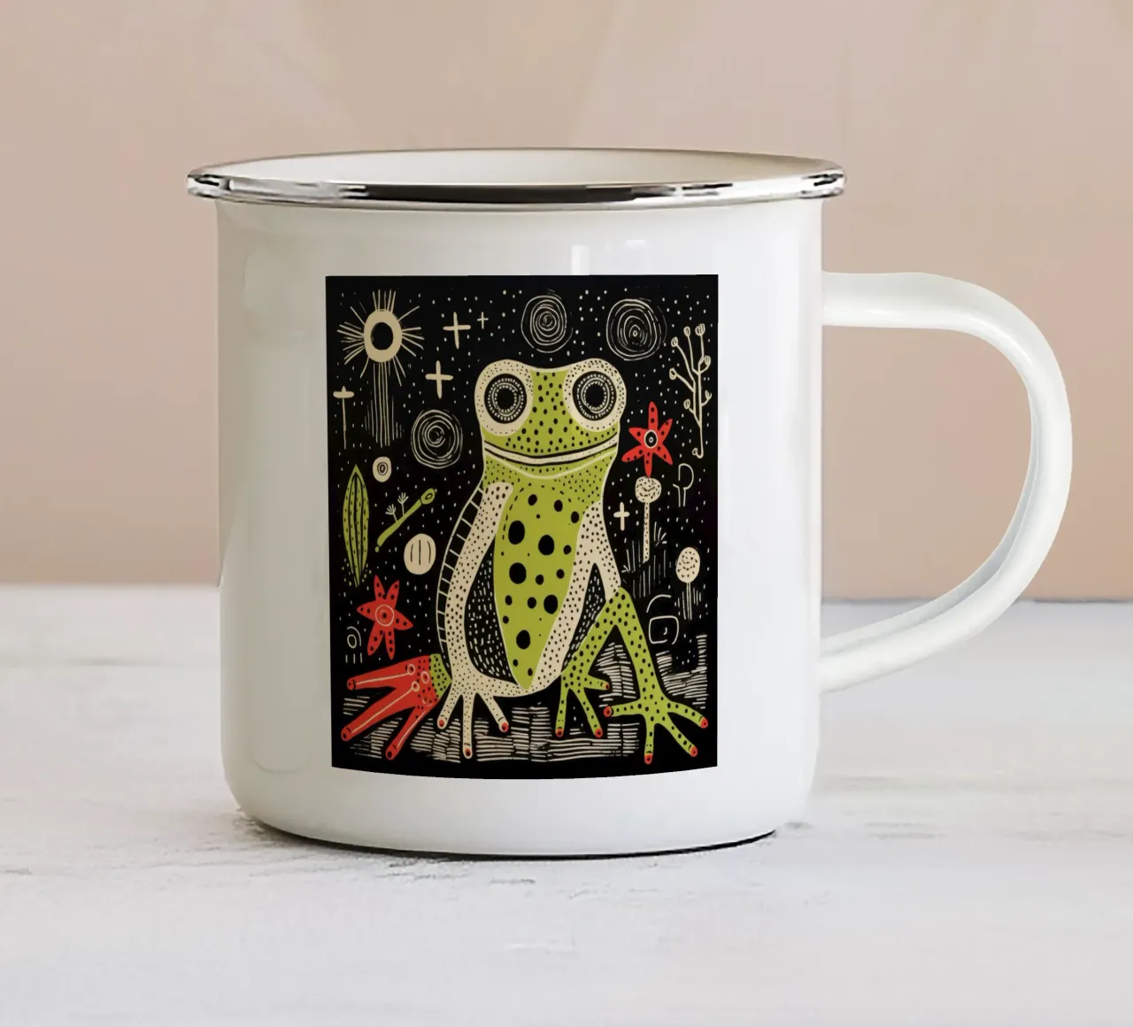 Tritone verde 3 tazza in smalto da Minimal Animal Art