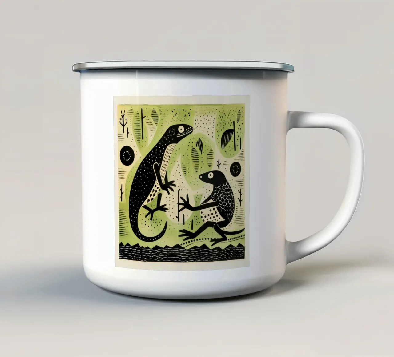 Tritone verde 4 tazza in smalto da Minimal Animal Art