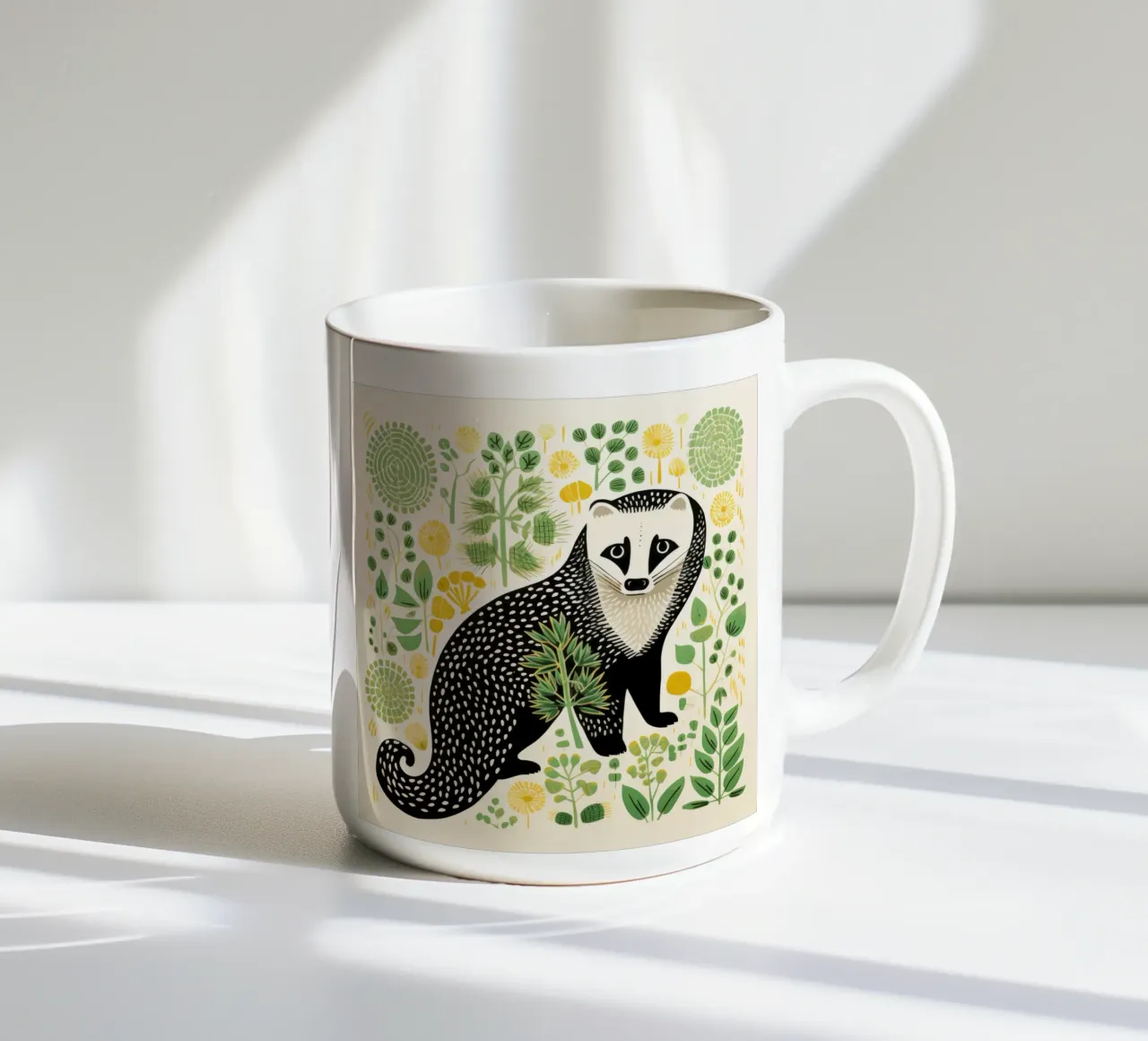 Furetto verde 1 tazza in ceramica da Minimal Animal Art