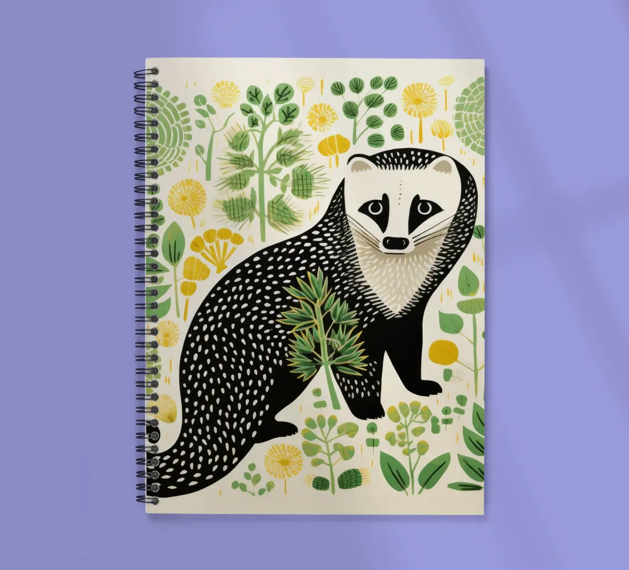 Green Ferret 1 spiral notebook by Minimal Animal Art