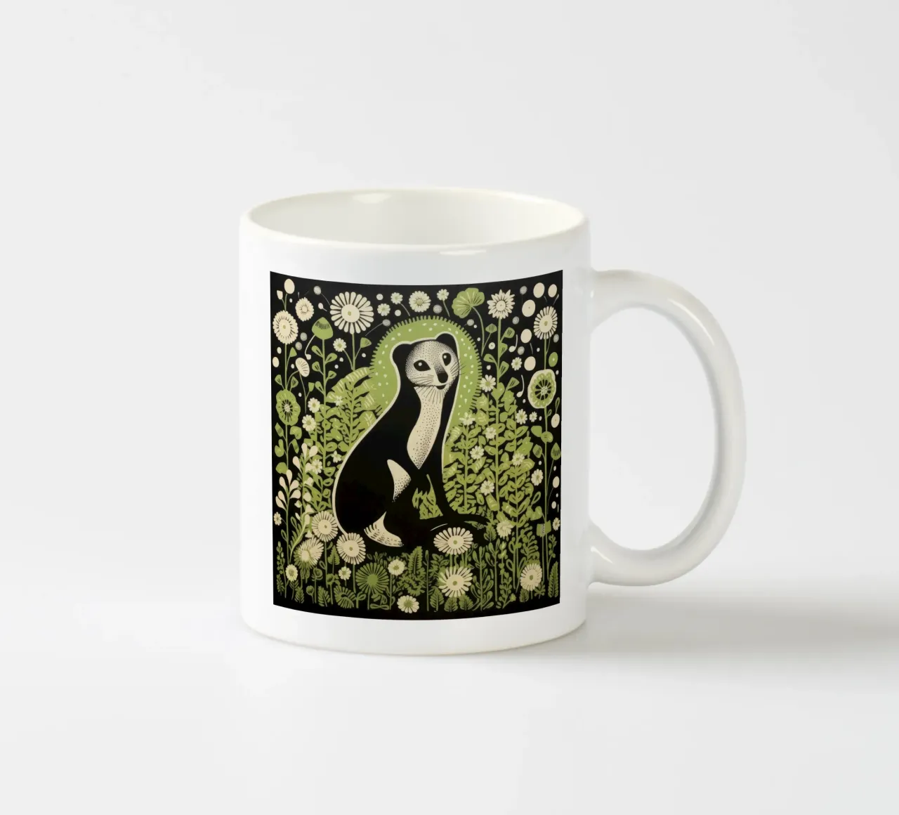 Furetto verde 2 tazza in ceramica da Minimal Animal Art