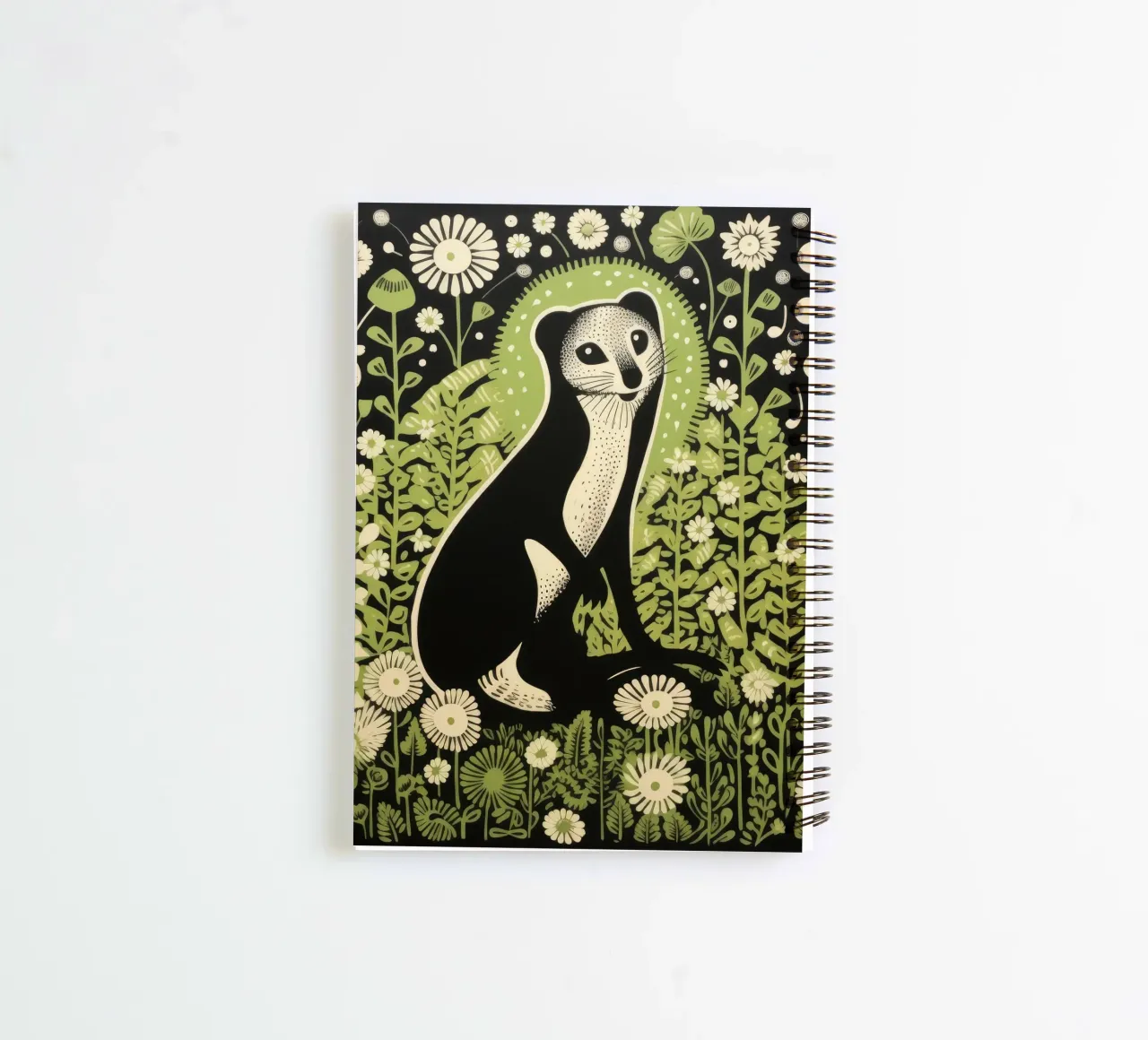 Green Ferret 2 spiral notebook by Minimal Animal Art