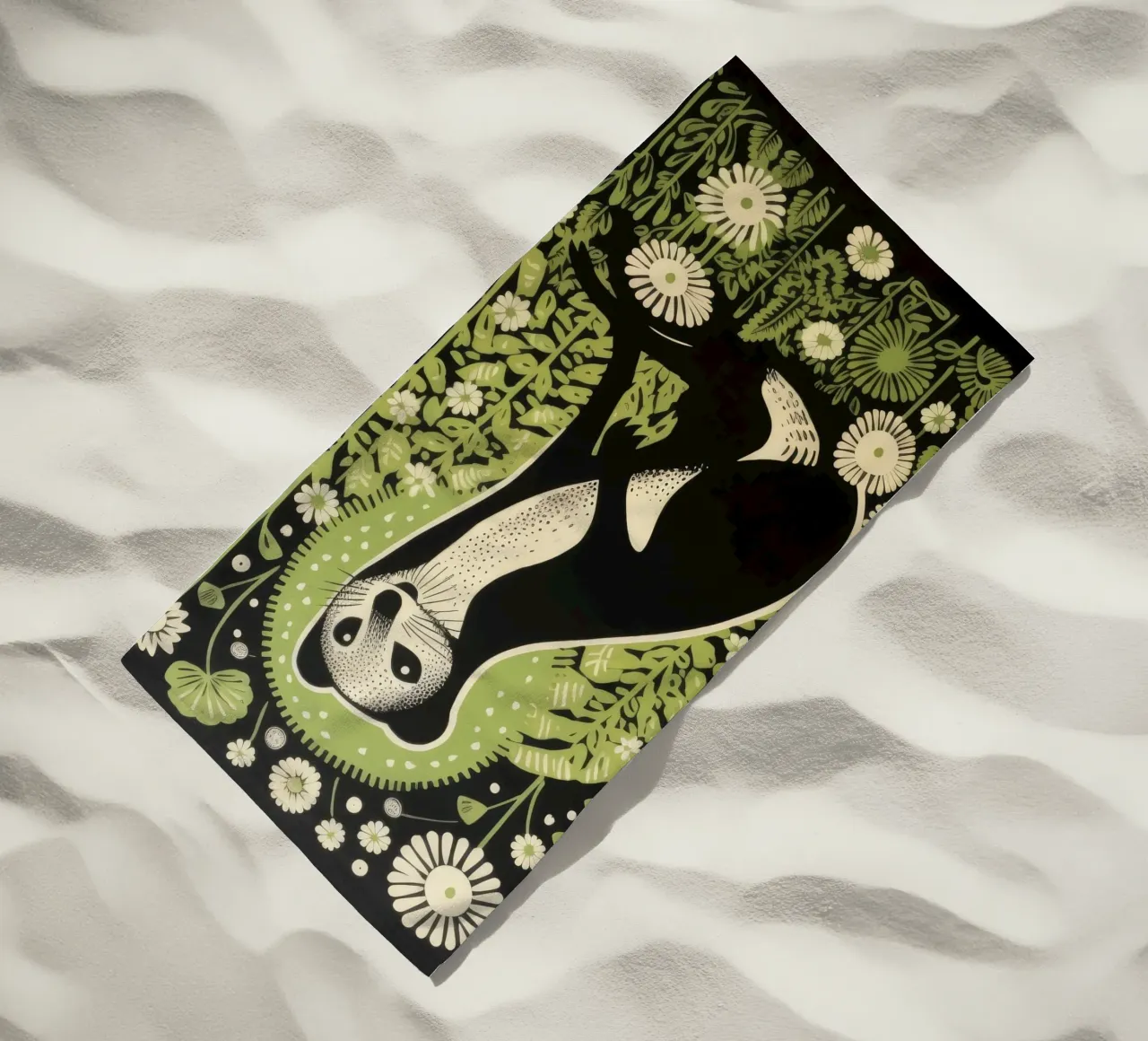 Furetto verde 2 telo mare da Minimal Animal Art