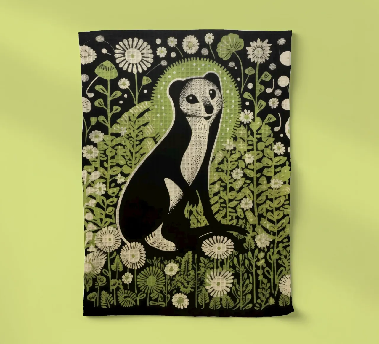 Furet vert 2 torchon de Minimal Animal Art