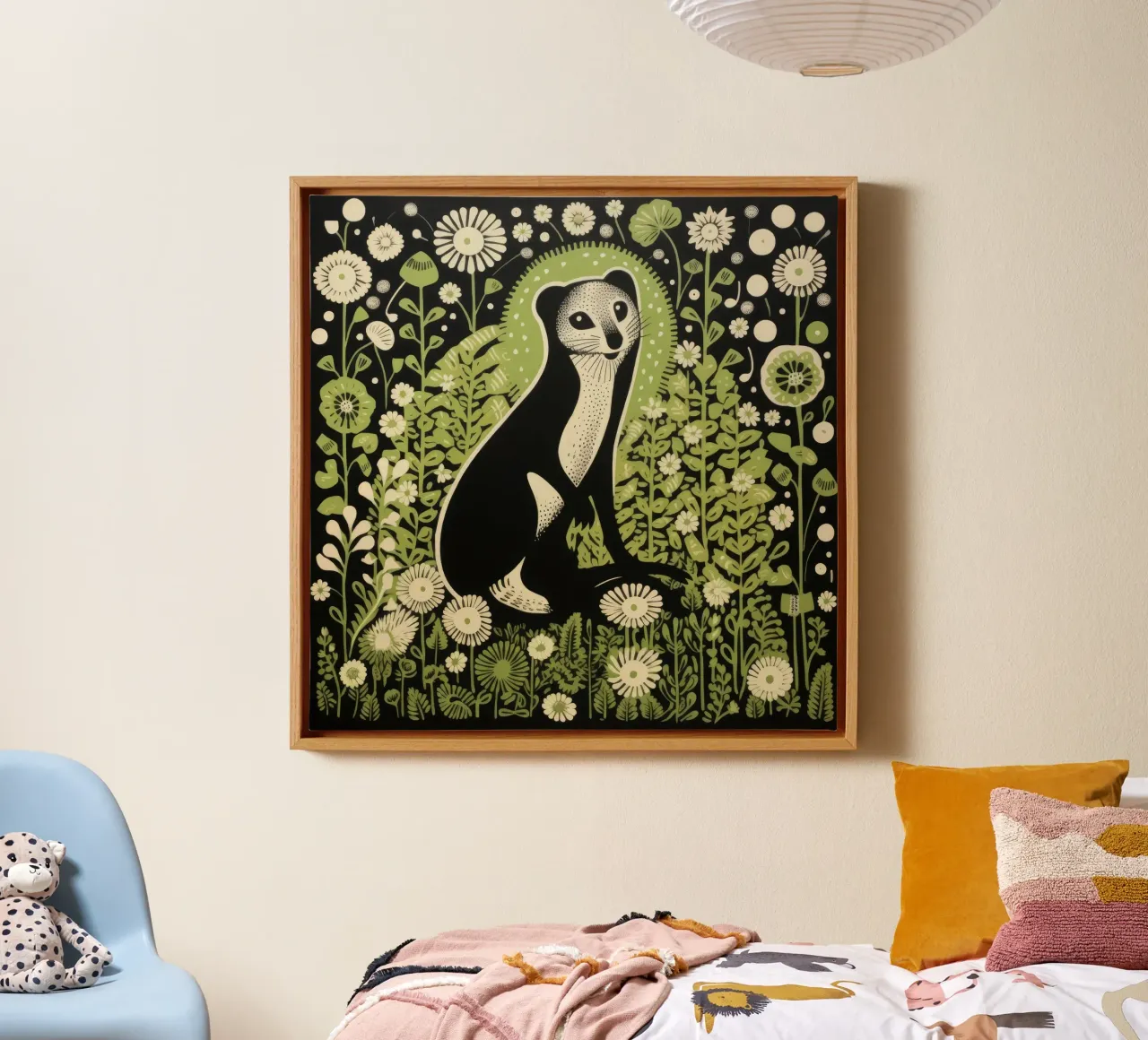 Green Ferret 2 canvas by Minimal Animal Art