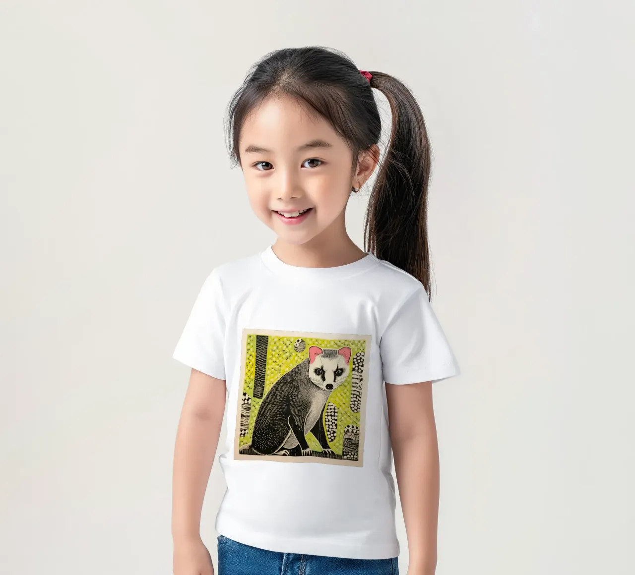 Green Ferret 3 kids t-shirt by Minimal Animal Art